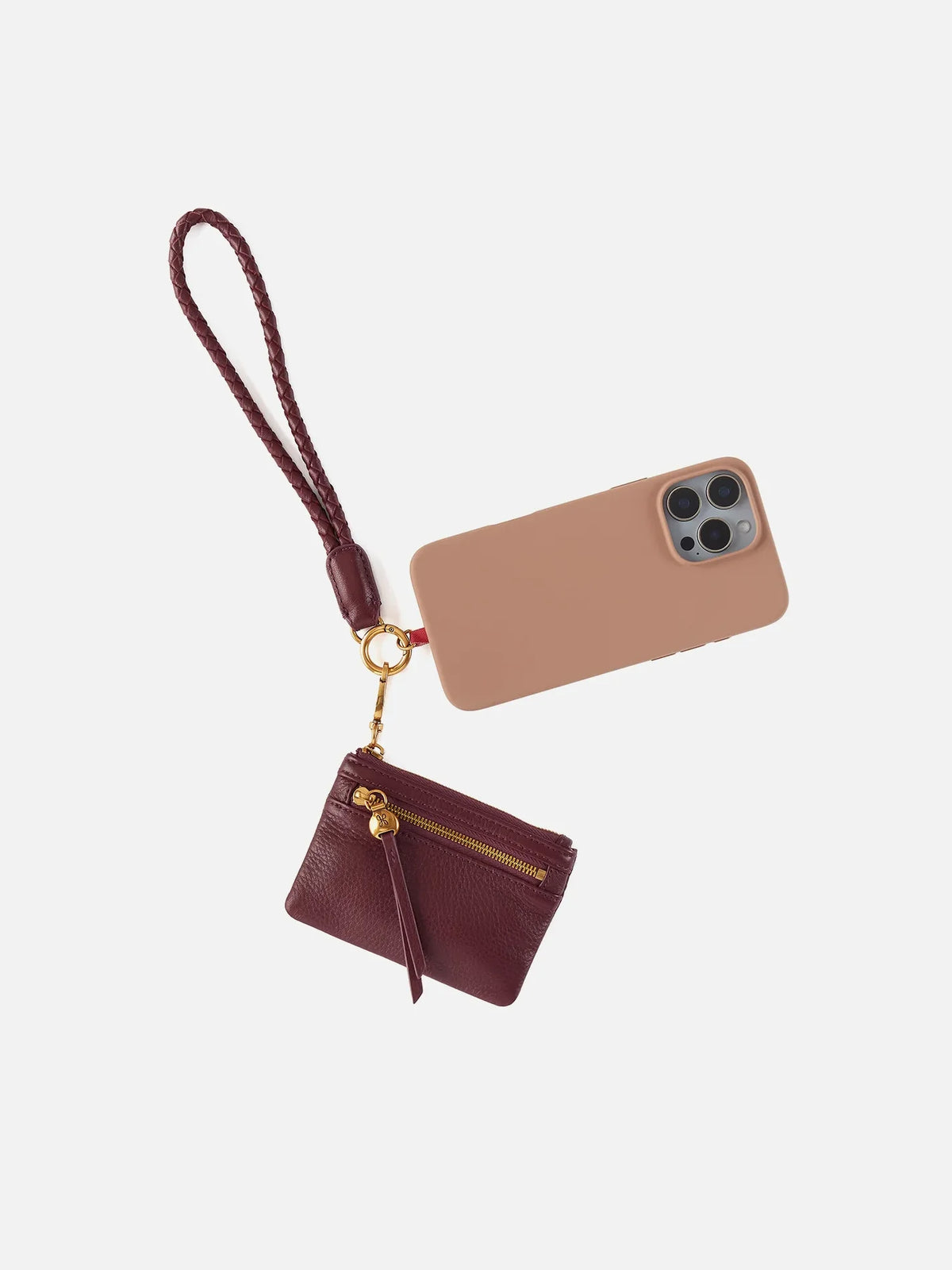 HOBO Lasso Phone Wristlet Mulberry Glaze Pebbled Leather