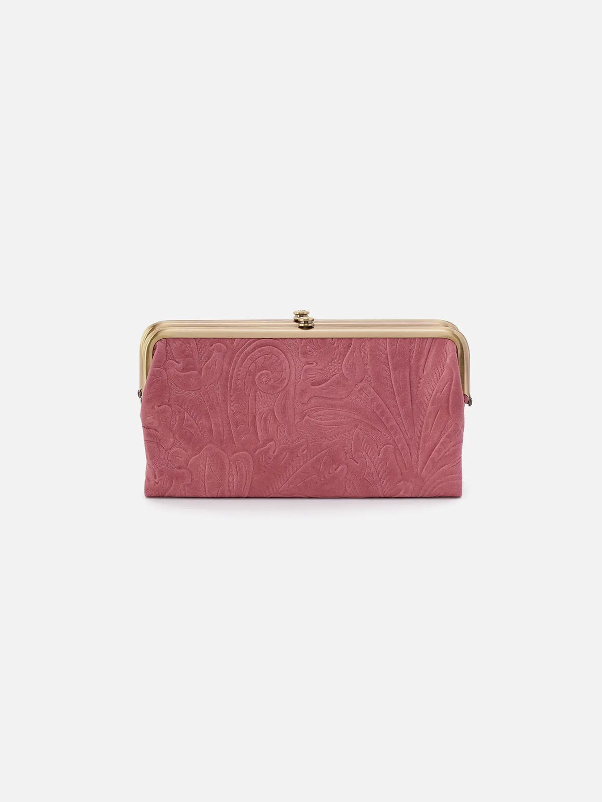 HOBO Lauren Embossed Leather Clutch Wallet in Mauve Tooled