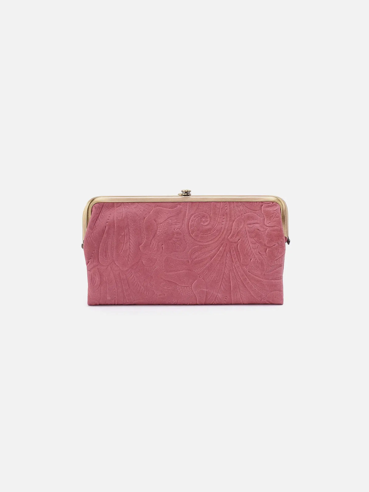 HOBO Lauren Embossed Leather Clutch Wallet in Mauve Tooled