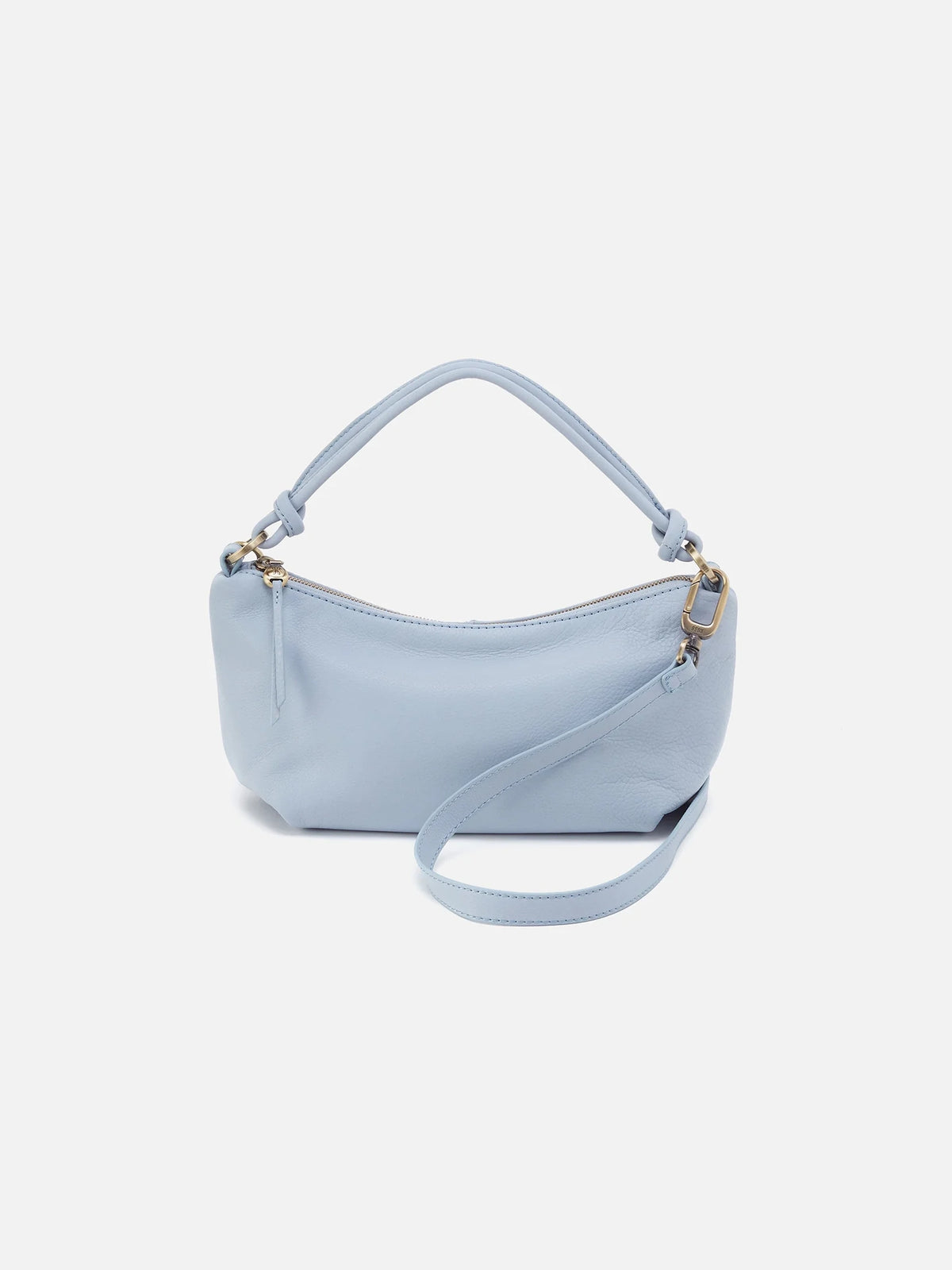hobo lindley crossbody soft pebbled leather in pale blue-front view