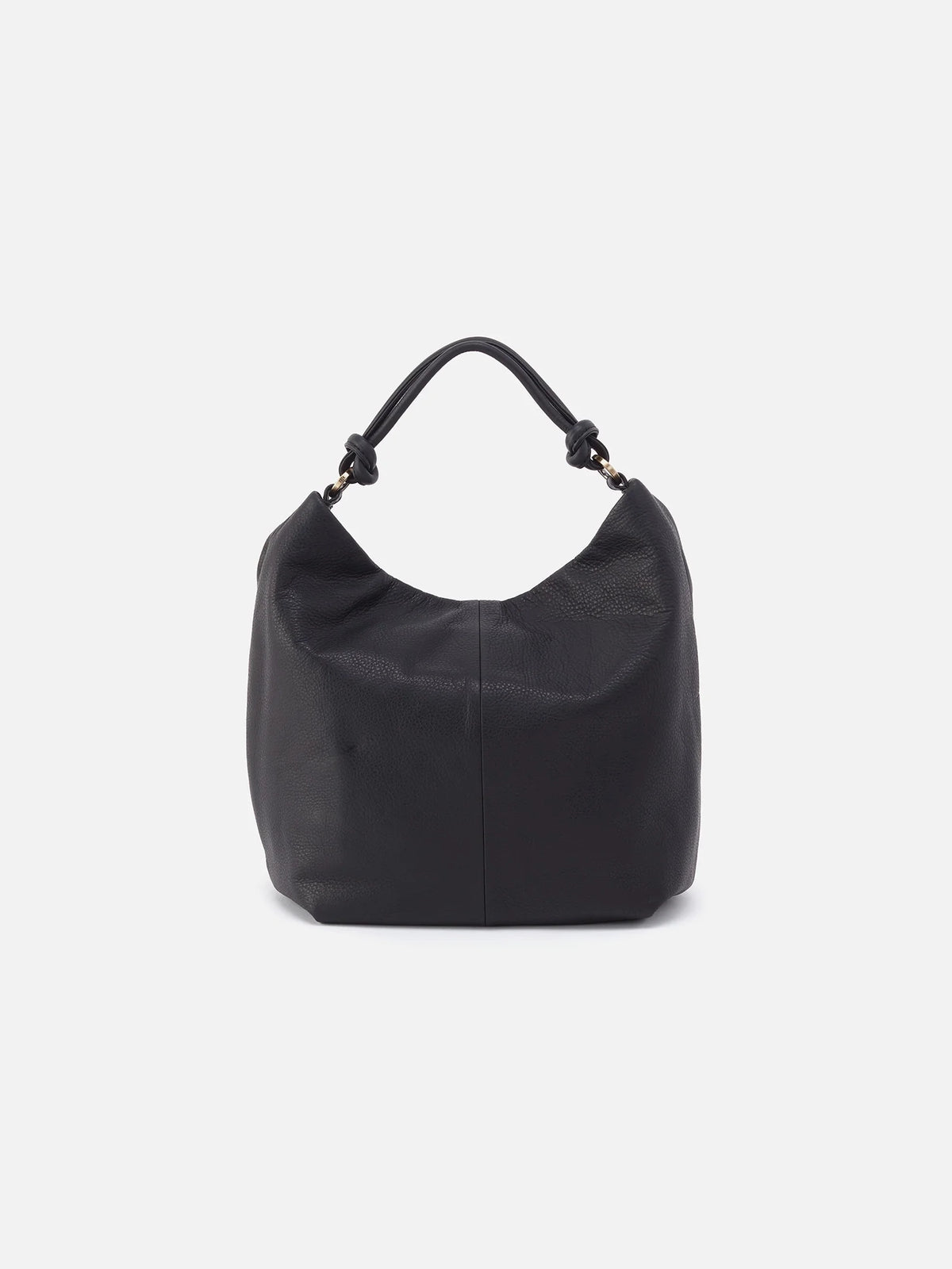 hobo linkley hobo bag soft pebbled leather in black-back view