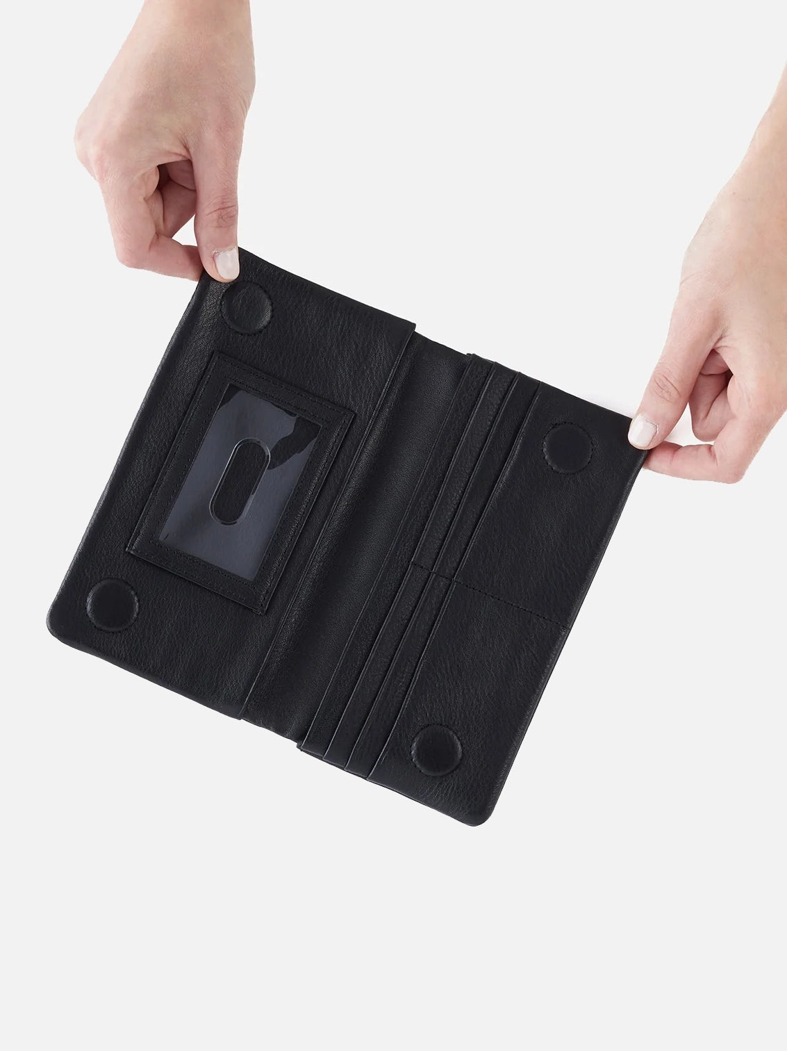 HOBO Lumen Continental Wallet Black Pebbled Leather