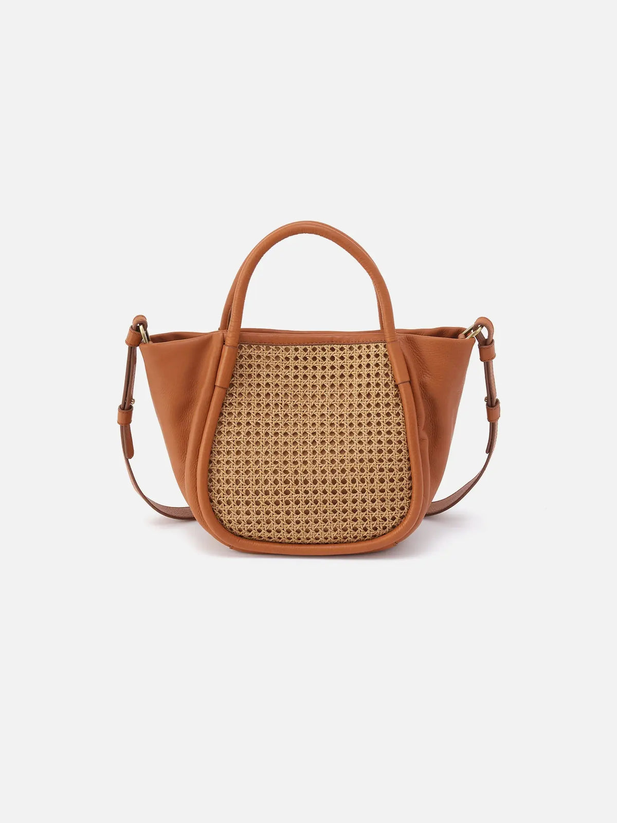 HOBO Margot Pebbled Leather Satchel Burnished Caramel Caning