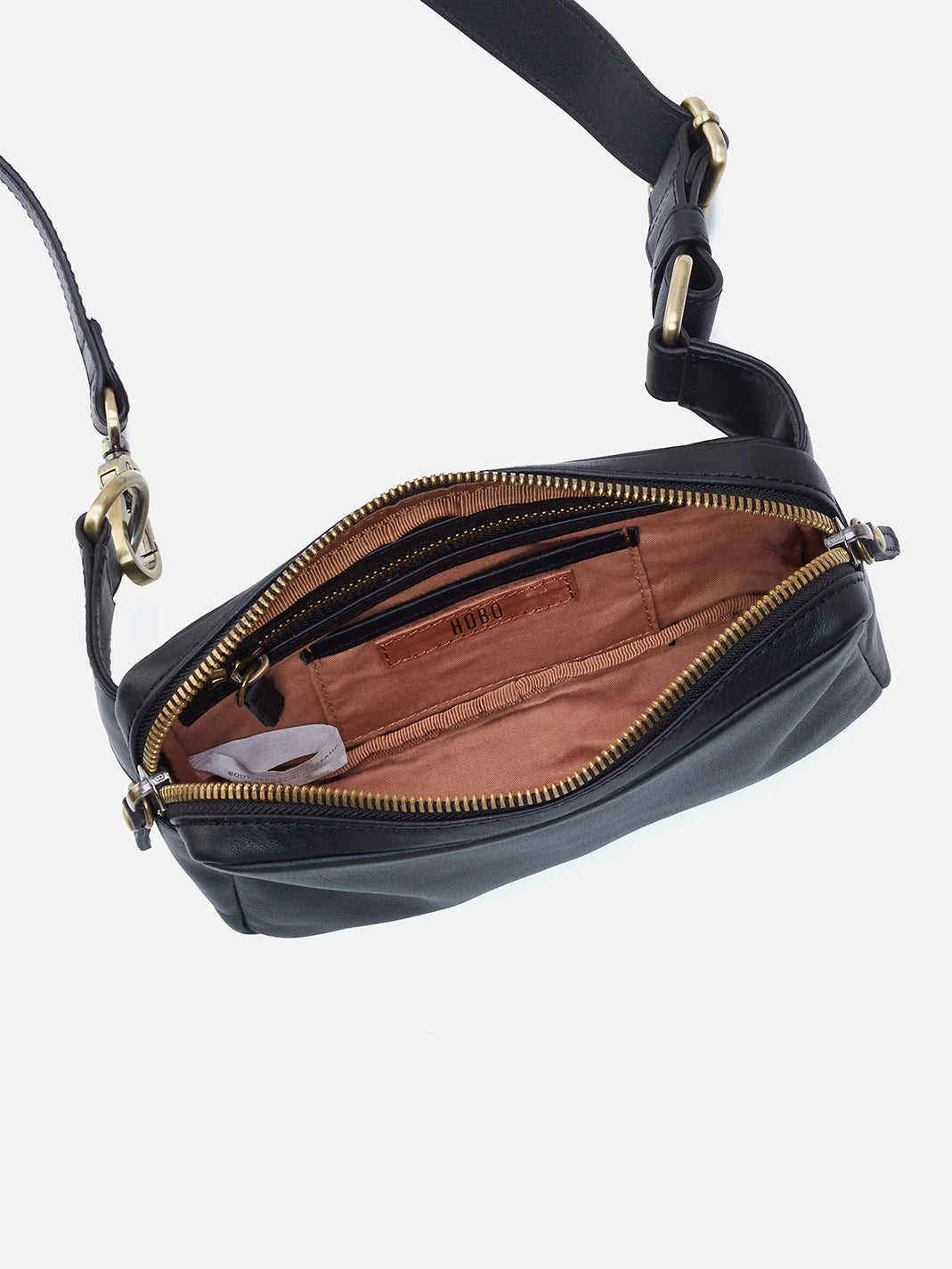 hobo men's sling bag in black silk napa leather