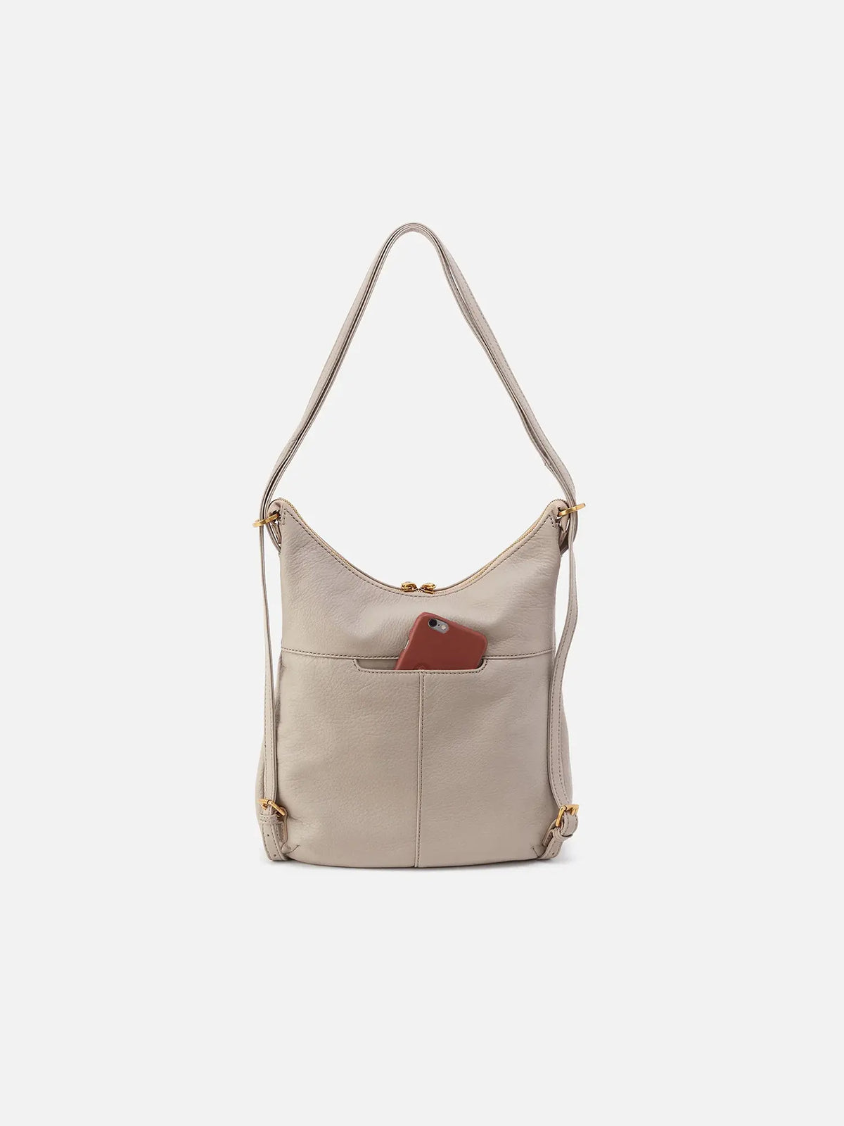 hobo merrin convertible backpack in taupe pebbled leather