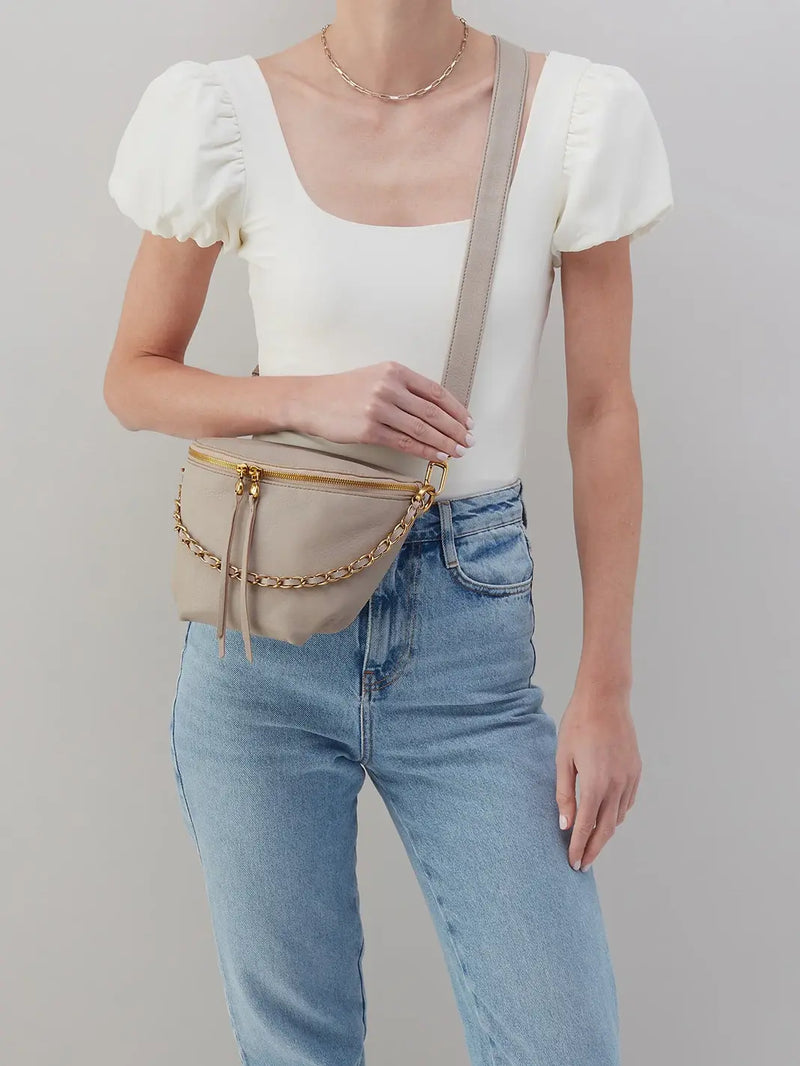 HOBO Miri Pebbled Leather Belt Bag in Taupe