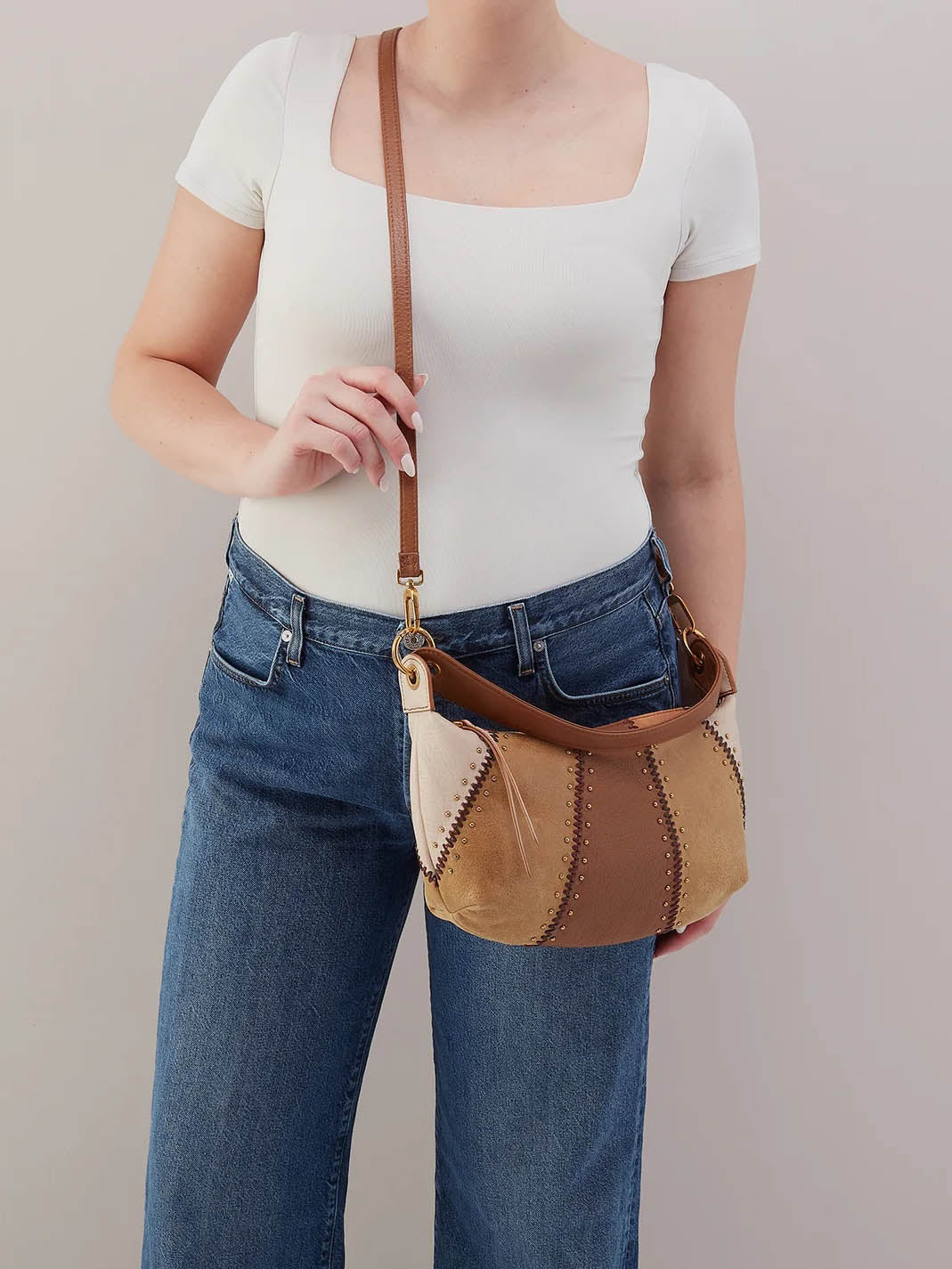 HOBO Opal Mini Shoulder Bag in Timber Brown Pebbled Leather
