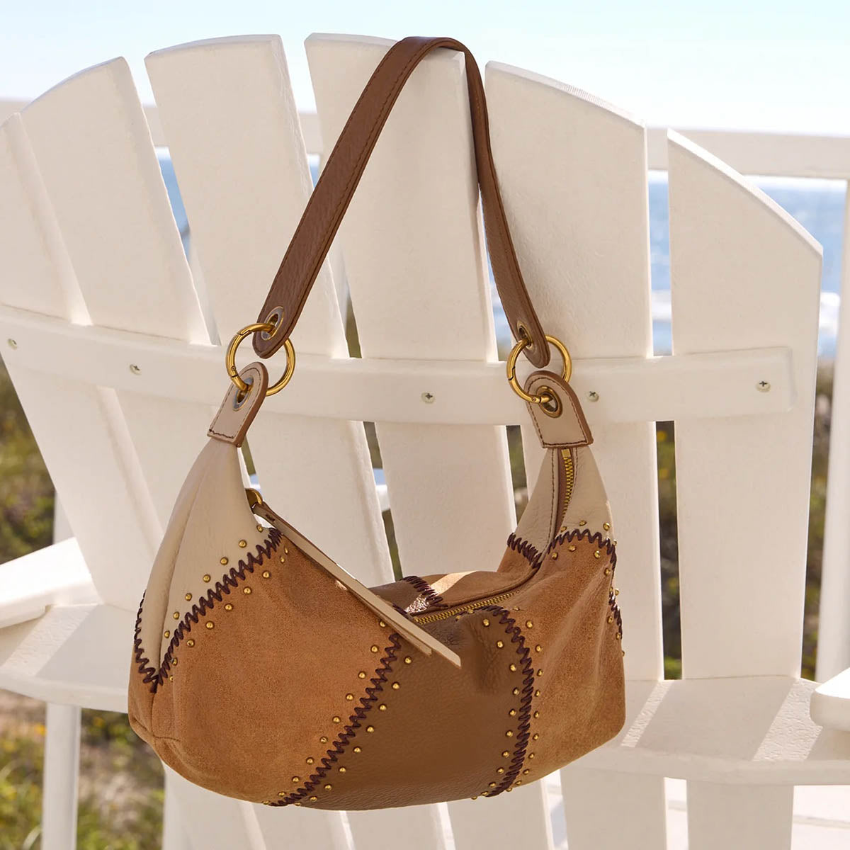 HOBO Opal Mini Shoulder Bag in Timber Brown Pebbled Leather
