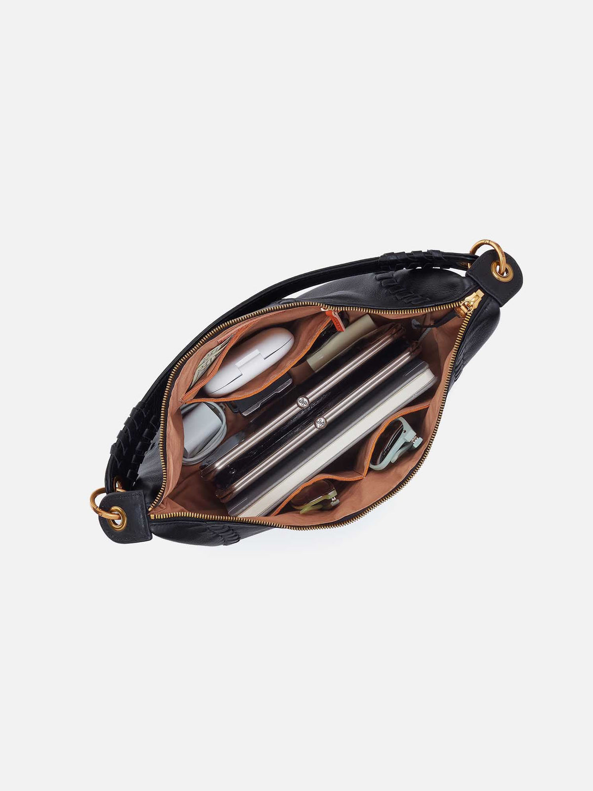 HOBO Opal Shoulder Bag Black Pebbled Leather