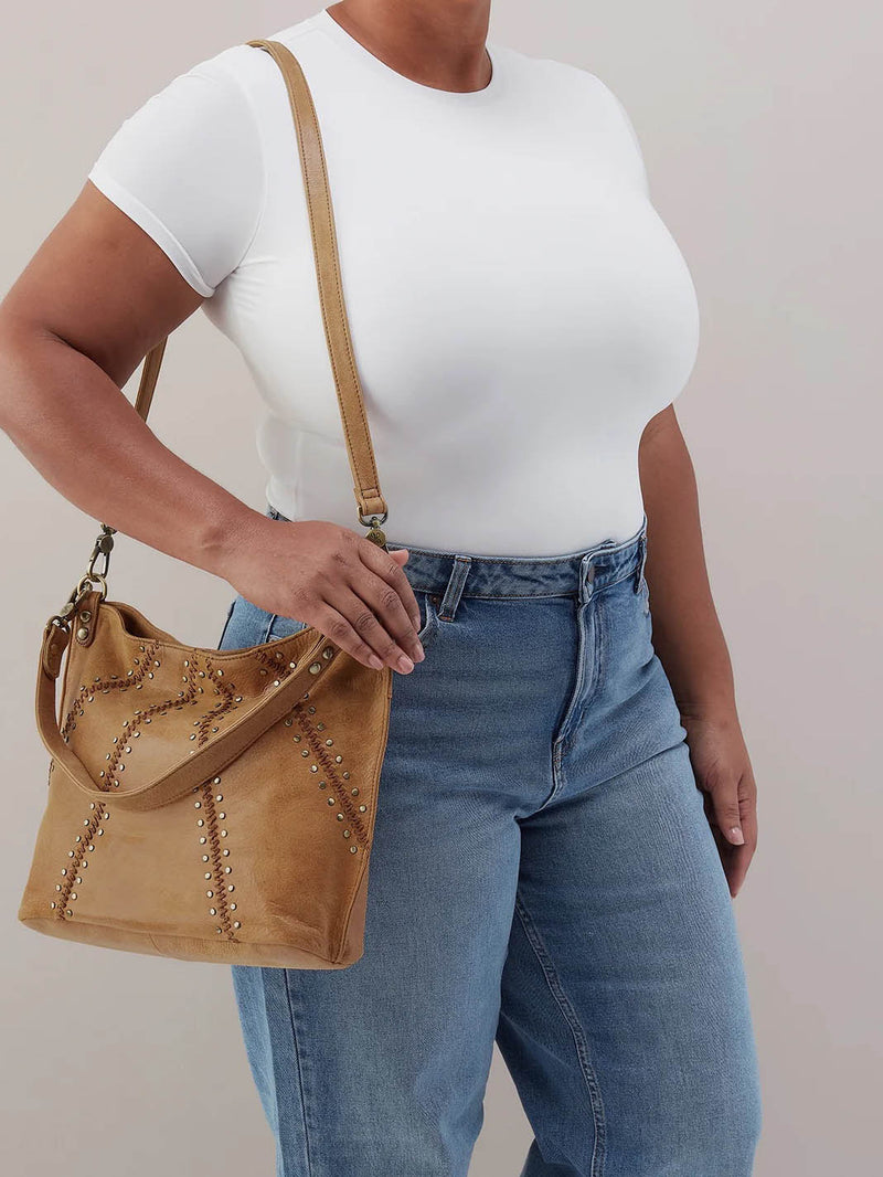 HOBO Pier Buffed Leather Shoulder Bag in Whiskey