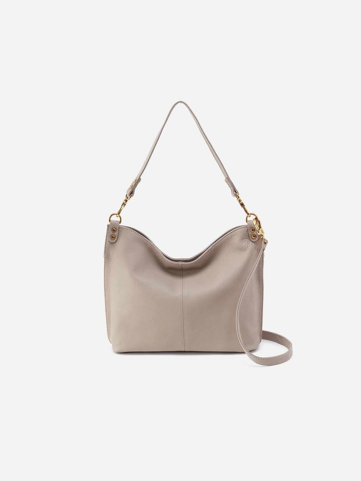 hobo pier shoulder bag in taupe-front view