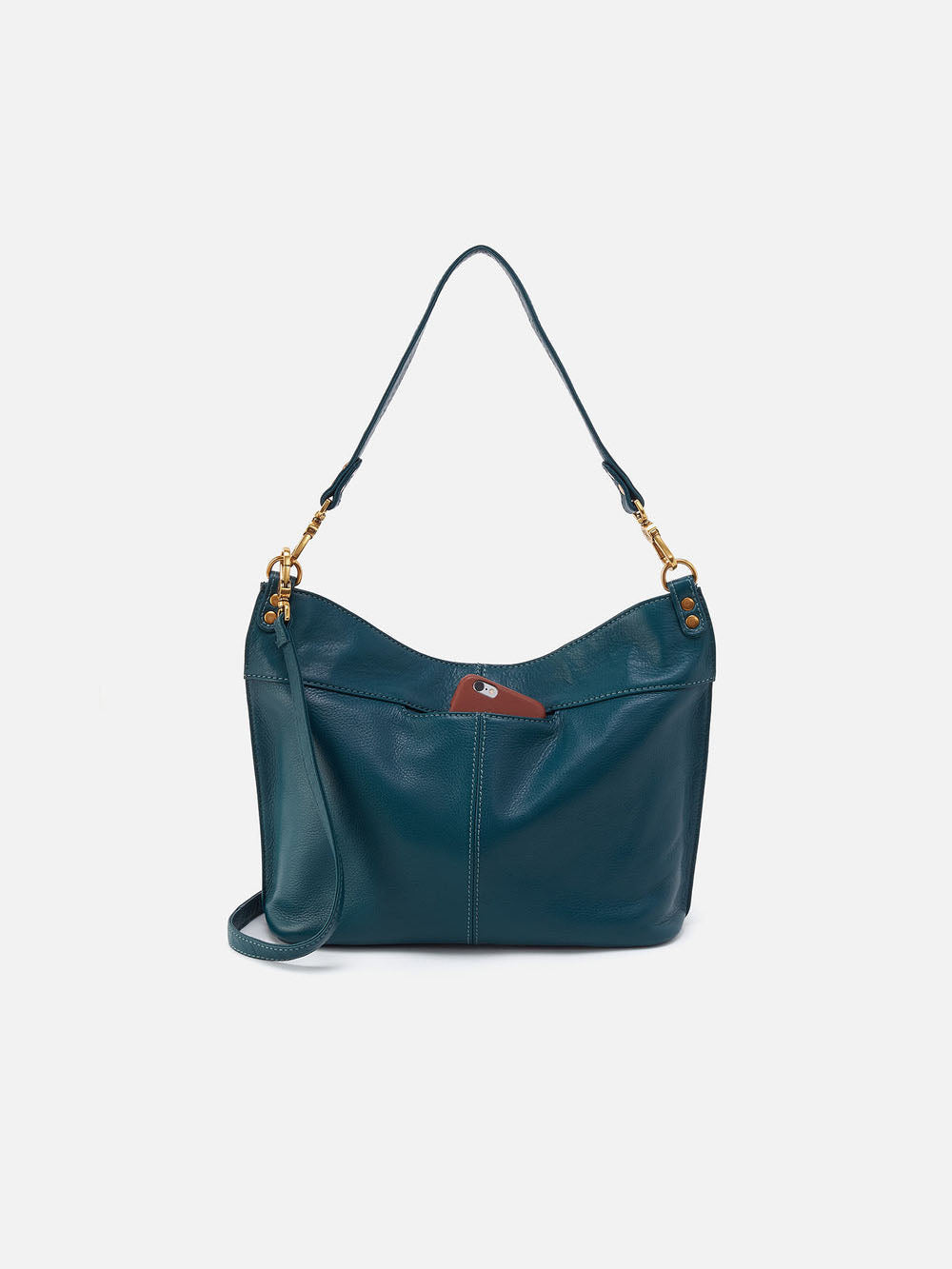 HOBO Pier Shoulder Crossbody Bag Midnight Teal Pebbled Leather