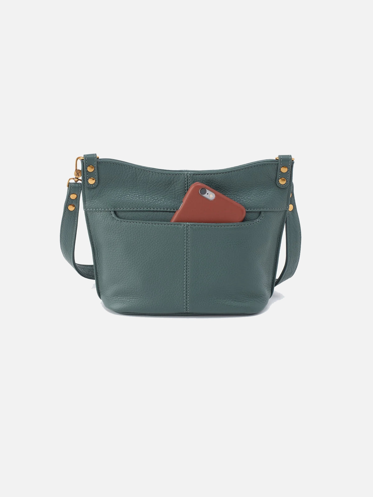 hobo pier small crossbody bag in sage leaf green pebbled leather
