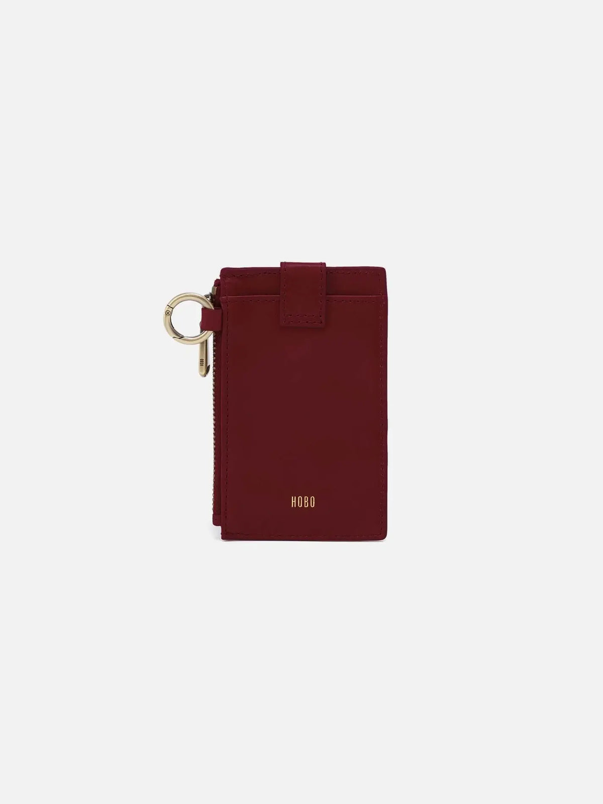 HOBO Ring Credit Card Wristlet Polished Leather Saddleberry