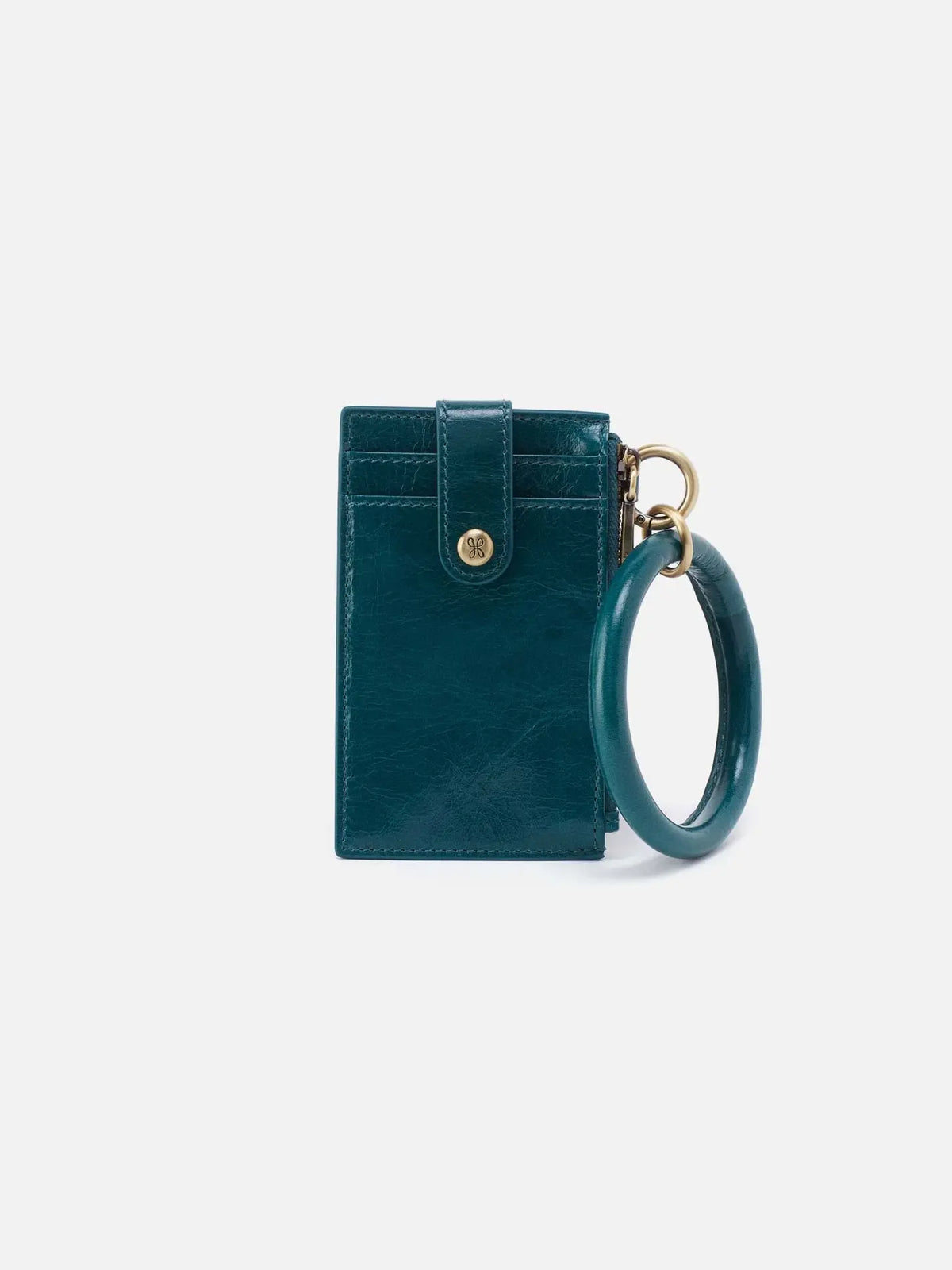 HOBO Ring Credit Card Wristlet Polished Leather Wild Bluegrass