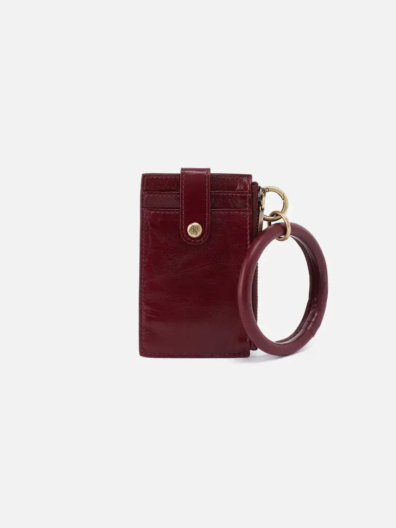 HOBO Ring Credit Card Wristlet Polished Leather Winterberry