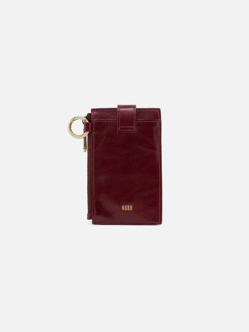 HOBO Ring Credit Card Wristlet Polished Leather Winterberry