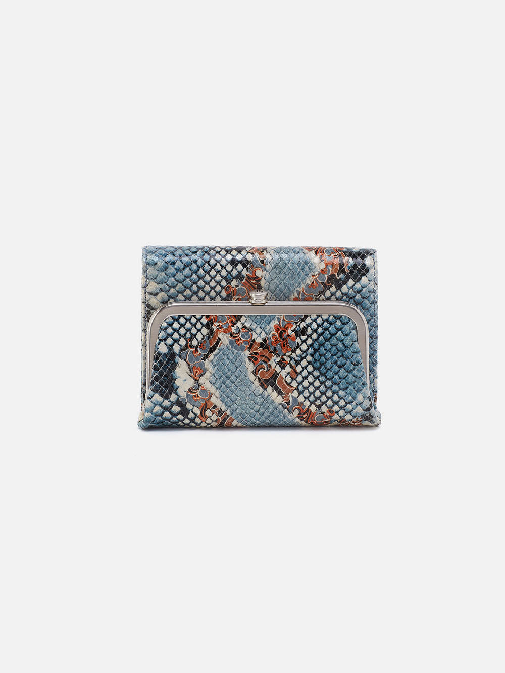 HOBO Robin Printed Leather Compact Wallet Blue Tempest