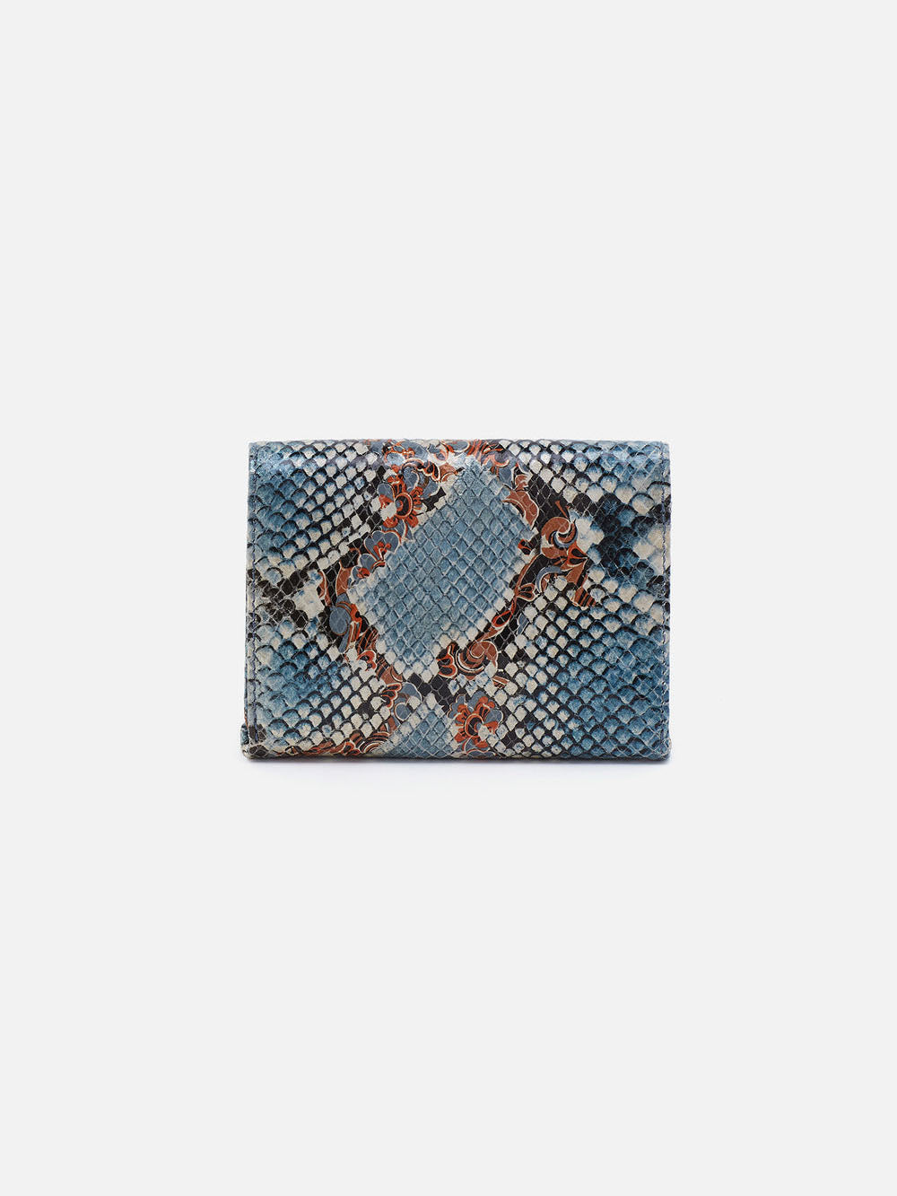 HOBO Robin Printed Leather Compact Wallet Blue Tempest