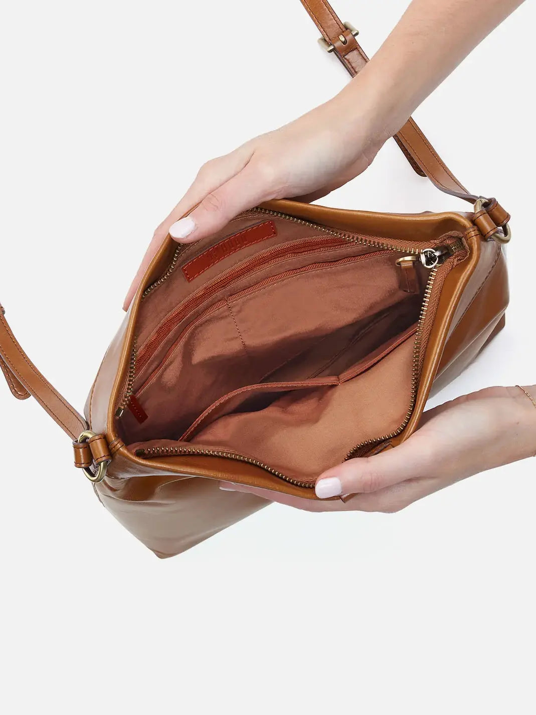 HOBO Romy Medium Crossbody Truffle Polished Leather
