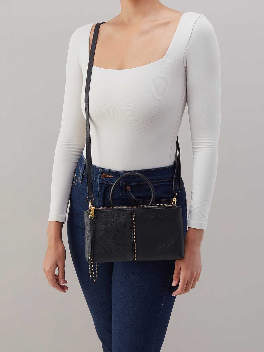 HOBO Sable Ball Crossbody Black Pebbled Leather