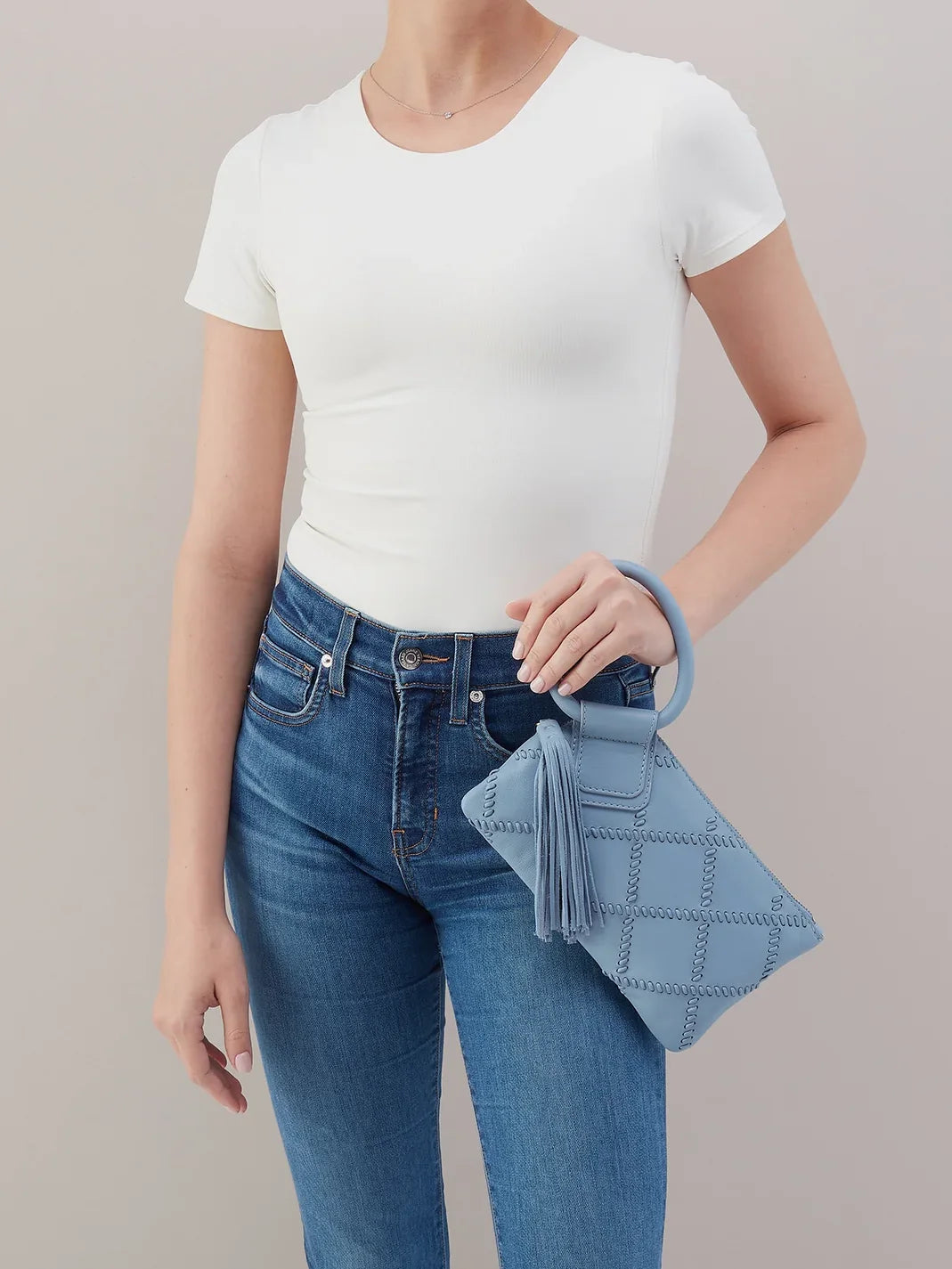 HOBO Sable Wristlet Bluebell Cloud Leather