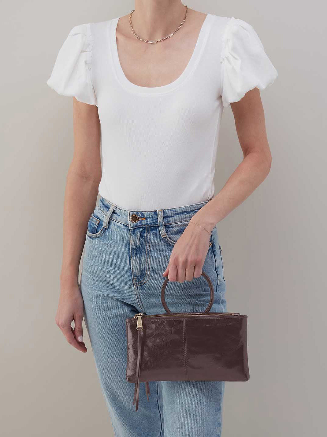 HOBO Sable Polished Leather Crossbody Hearthstone