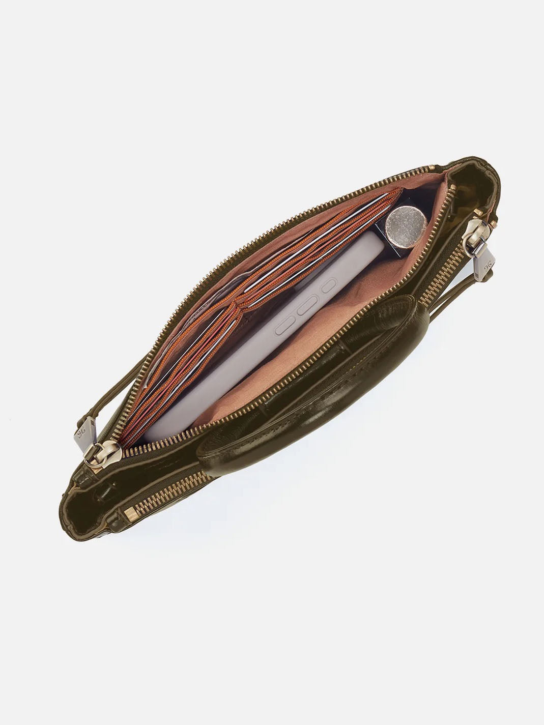 HOBO Sable Polished Leather Crossbody in Olive Veil