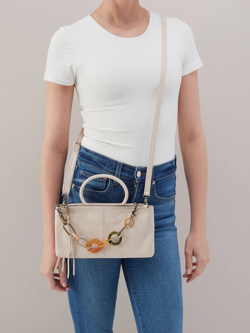 HOBO Sable Charm Polished Leather Crossbody in Pale Flax