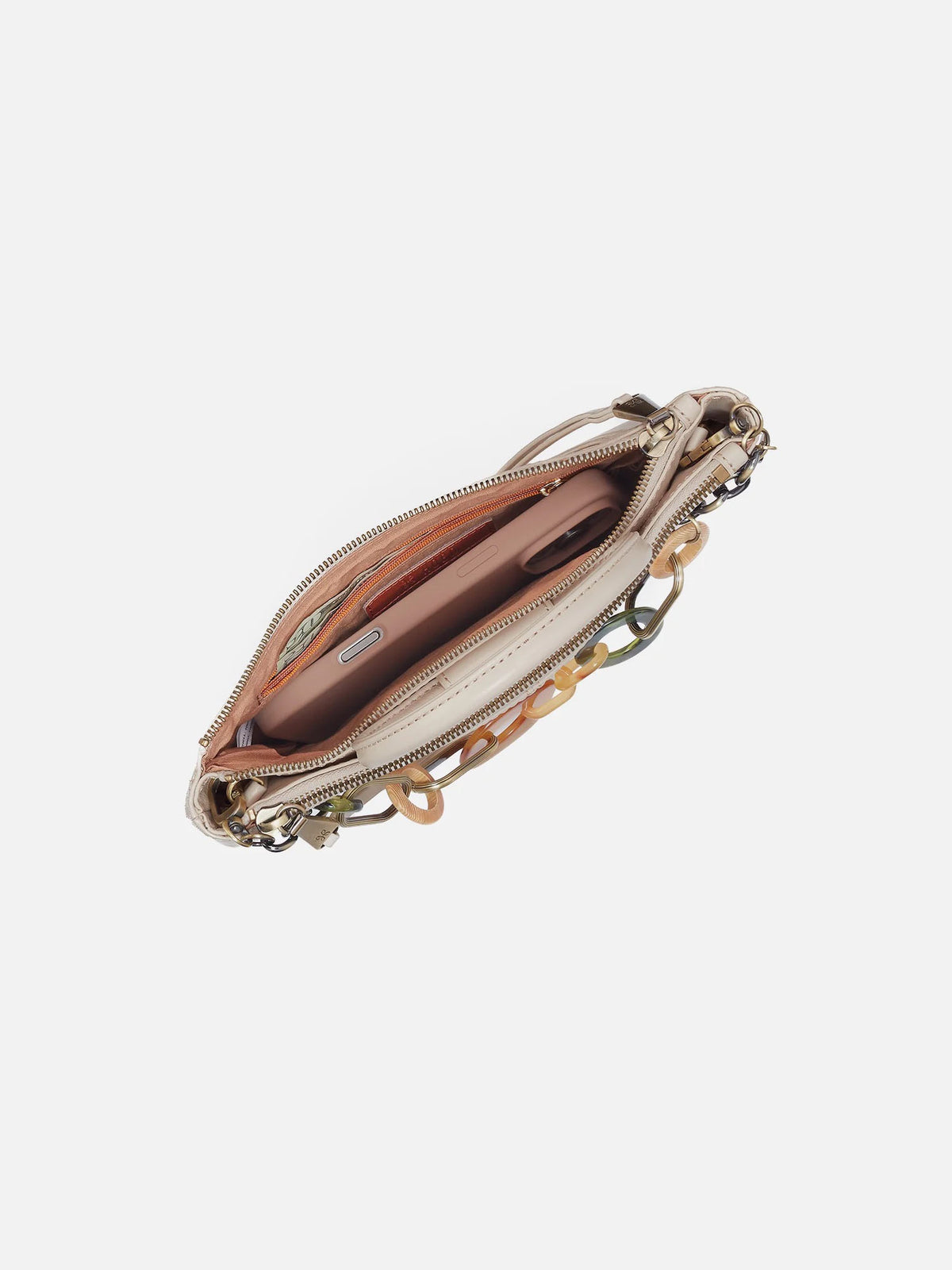 HOBO Sable Charm Polished Leather Crossbody in Pale Flax