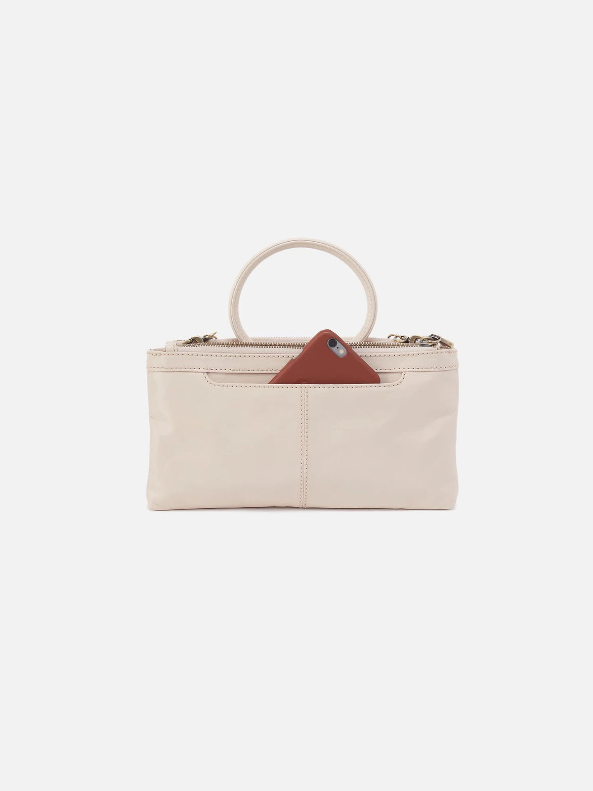 HOBO Sable Charm Polished Leather Crossbody in Pale Flax