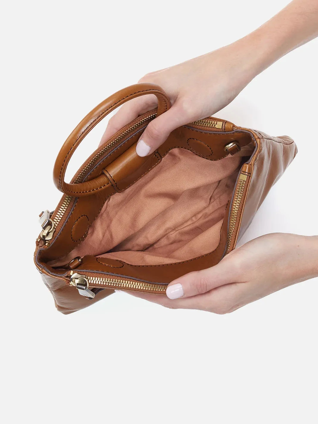 HOBO Sable Polished Leather Crossbody Bag in Truffle