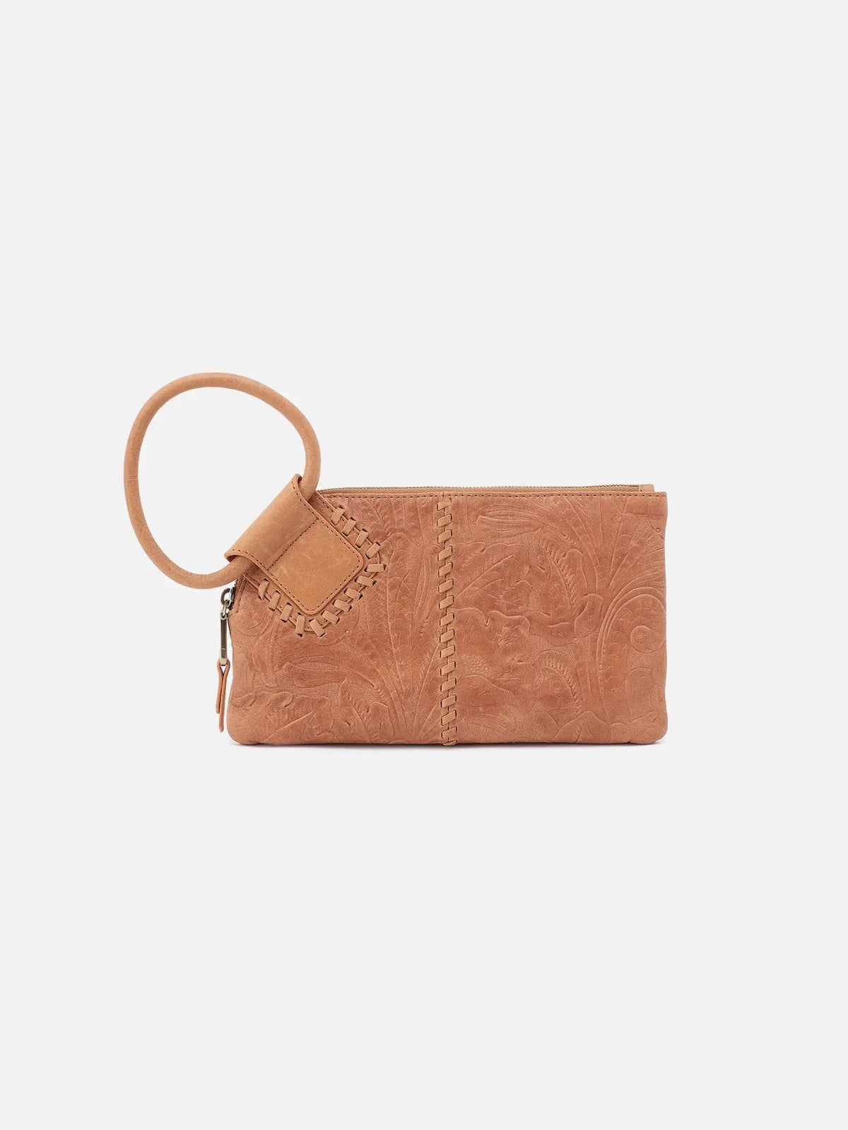 HOBO Sable Embossed Leather Wristlet Saddle Tooled