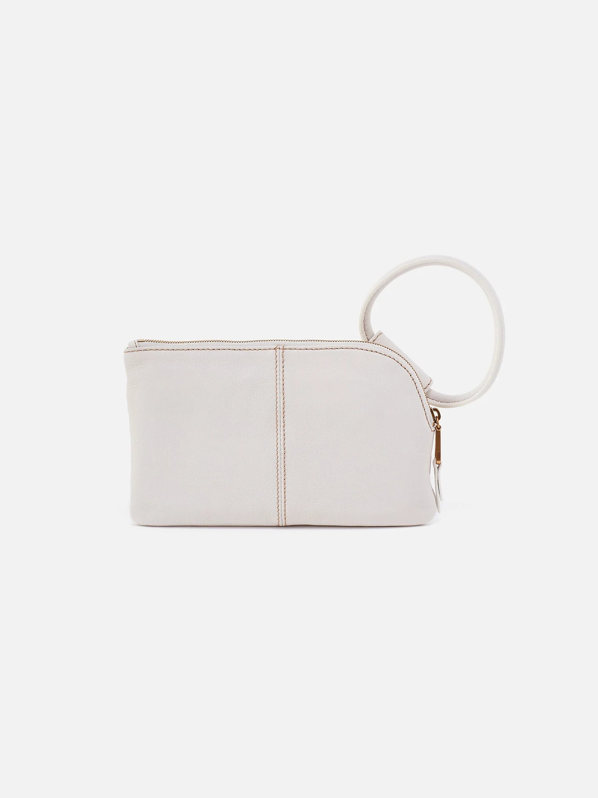 hobo sable pebbled leather stitch wristlet in white