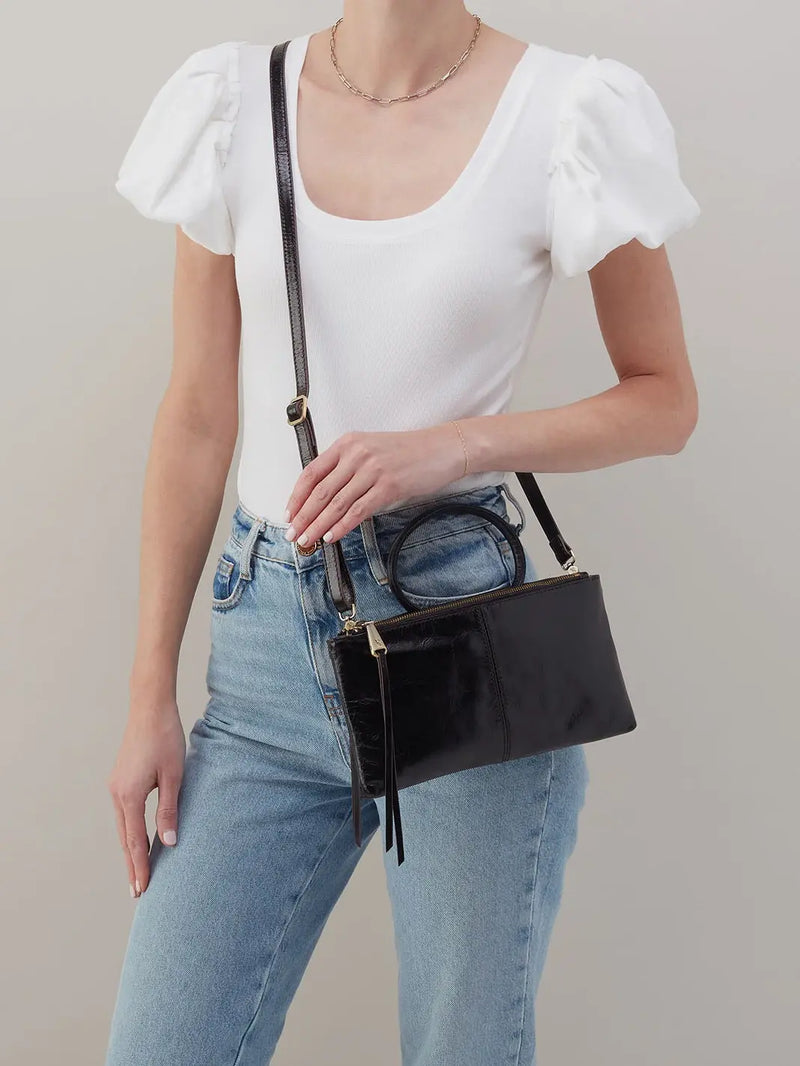 HOBO Sable Polished Leather Crossbody Bag in Black