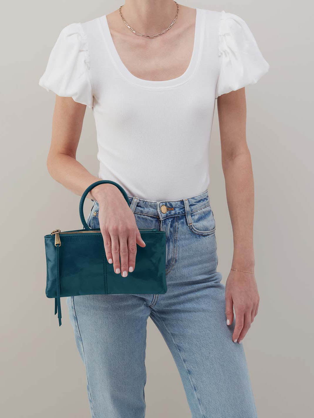 HOBO Sable Polished Leather Crossbody Bag in Wild Bluegrass