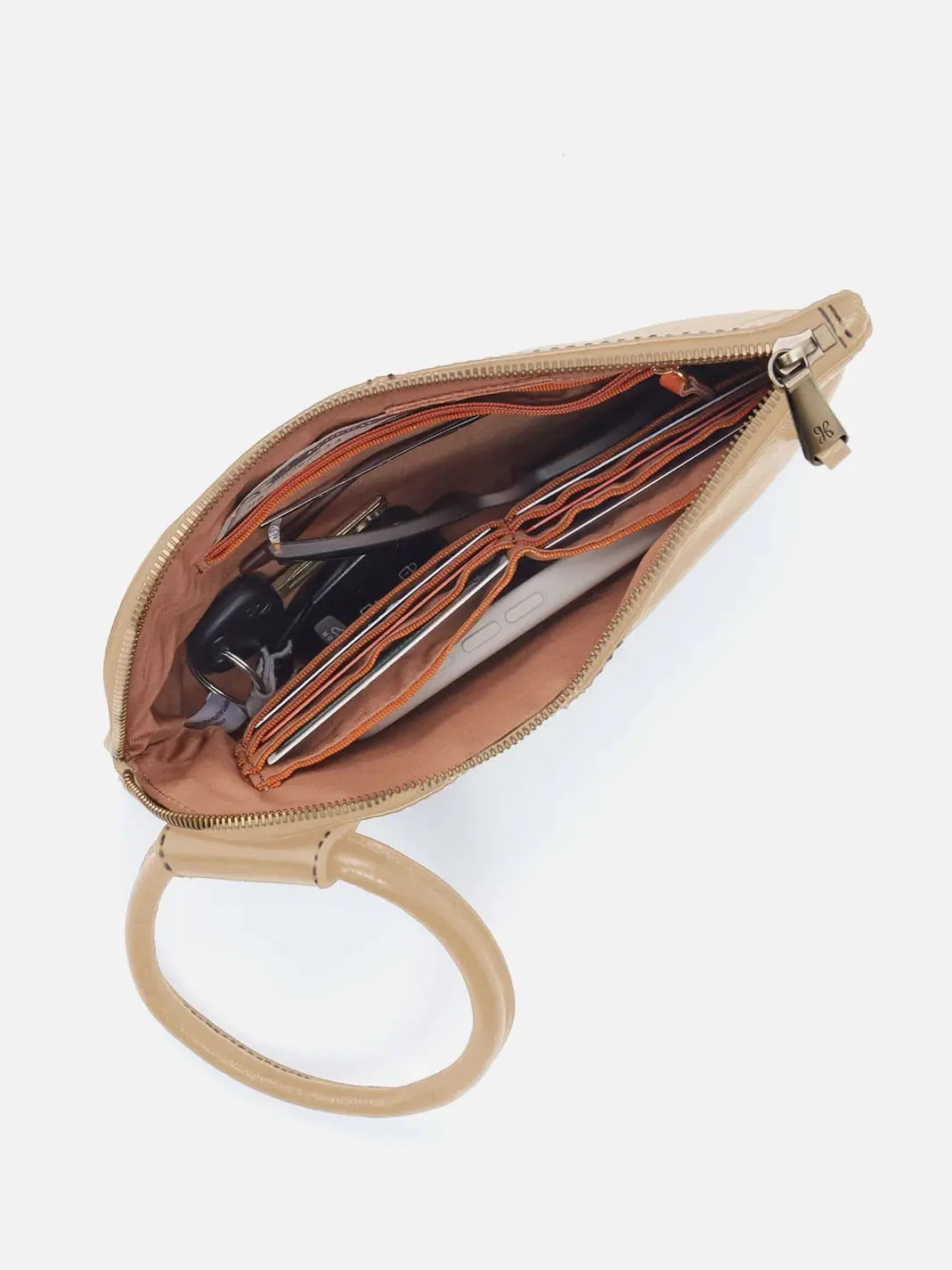HOBO Sable Polished Leather Wristlet Desert Sand