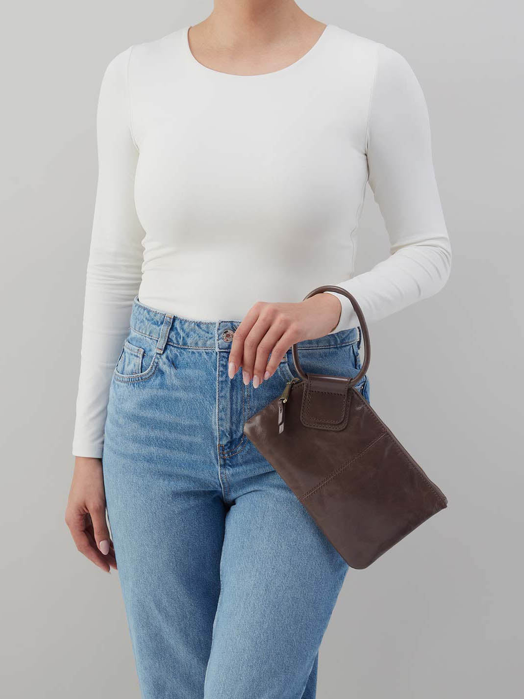 HOBO Sable Polished Leather Wristlet in Hearthstone