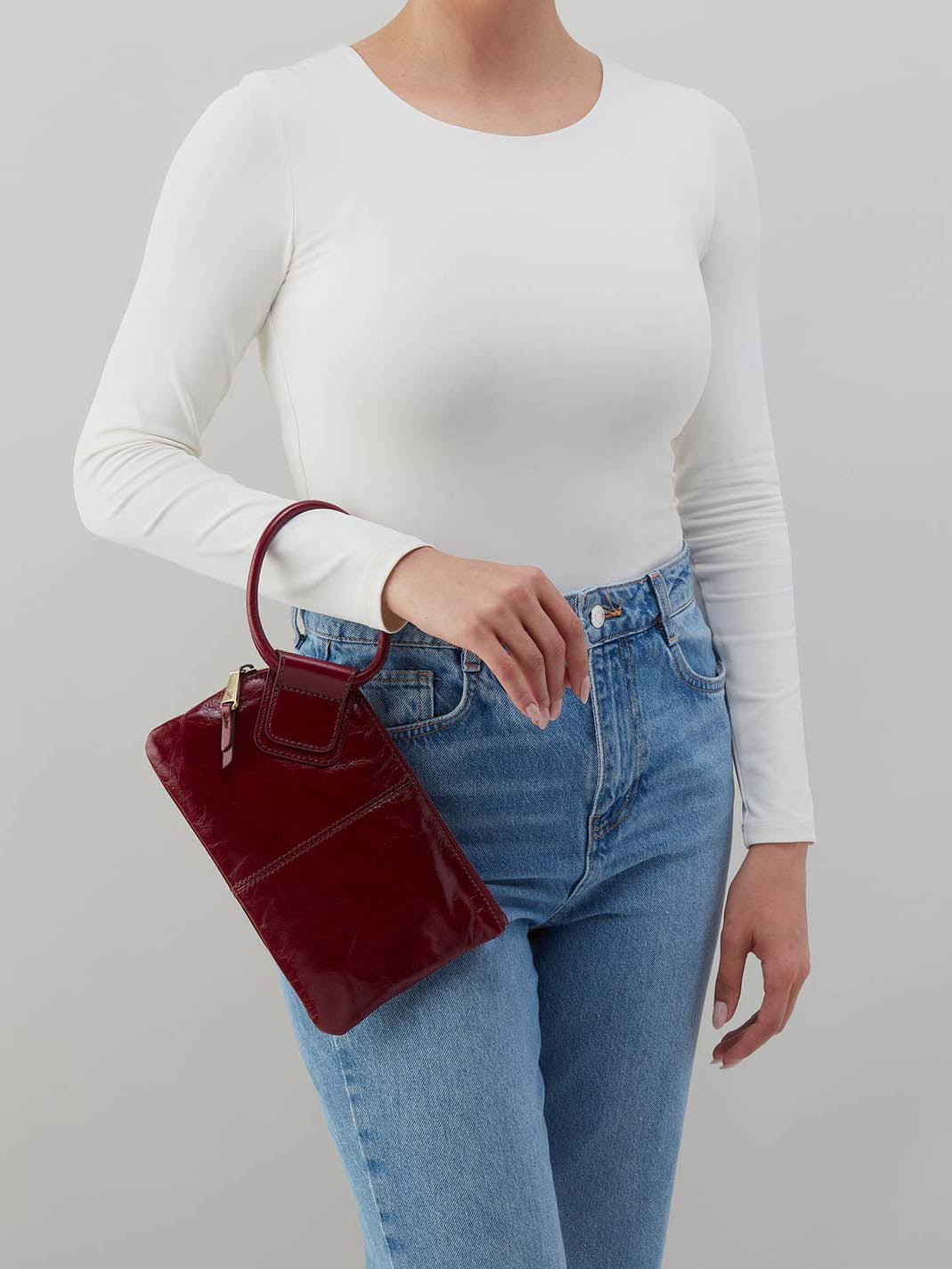 HOBO Sable Polished Leather Wristlet in Saddleberry