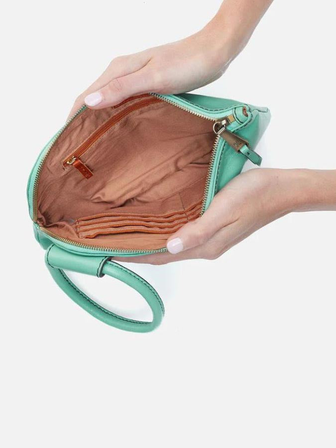 HOBO Sable Polished Leather Wristlet in Seaglass