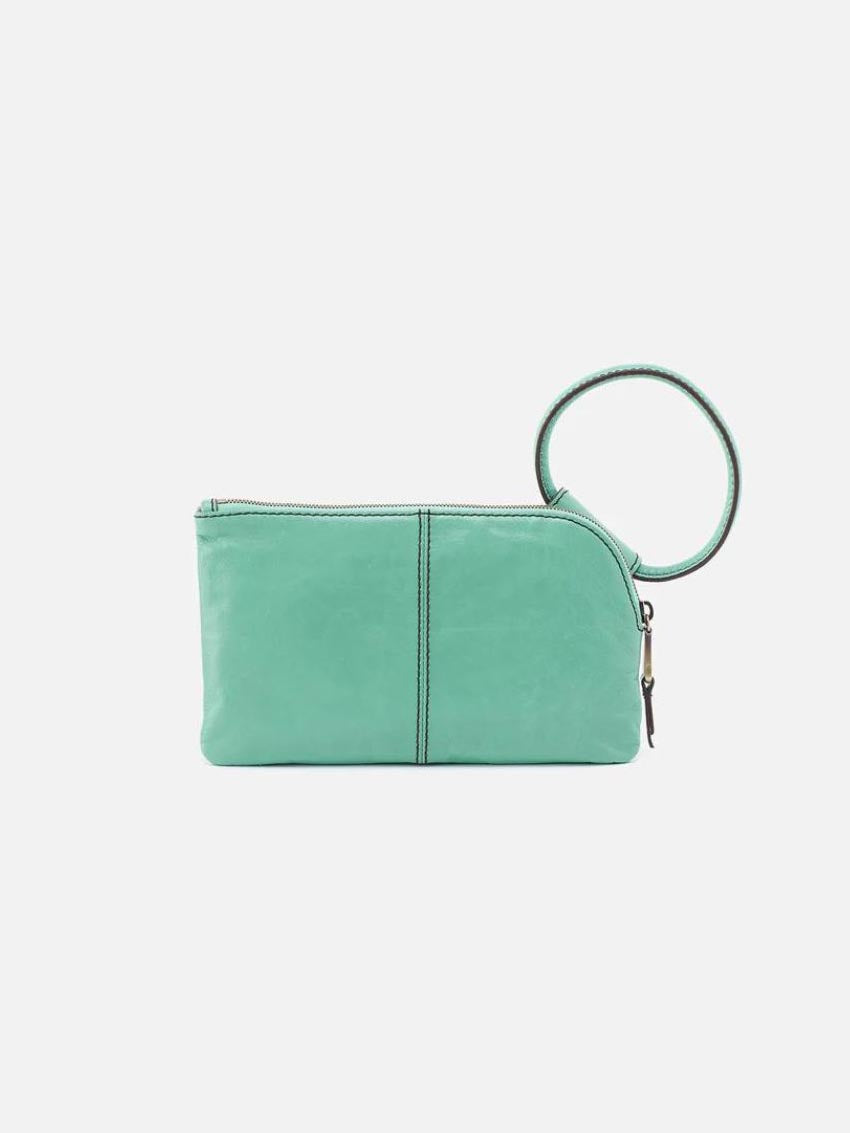 HOBO Sable Polished Leather Wristlet in Seaglass