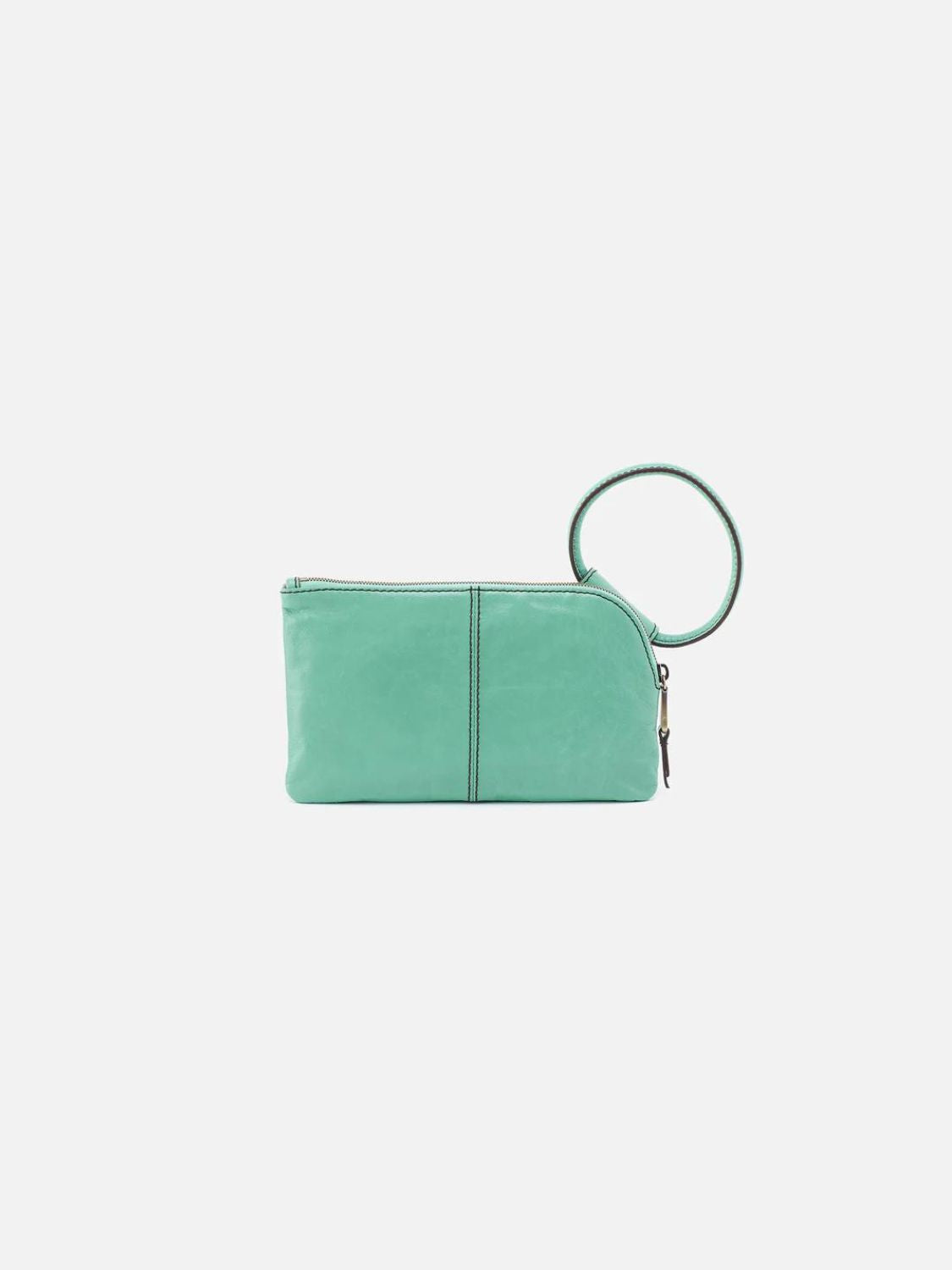 hobo sable polished leather wristlet in seaglass-back 