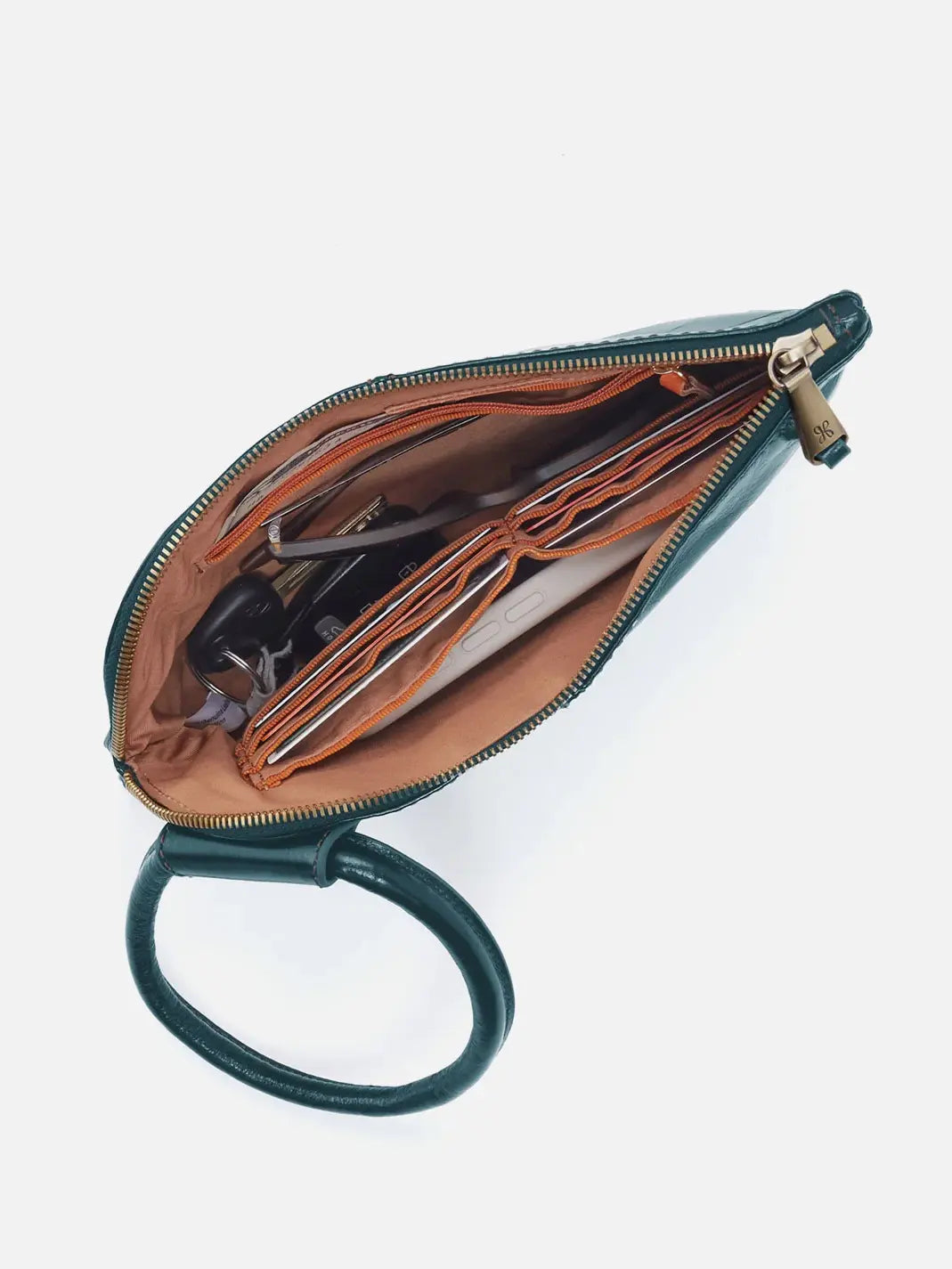 HOBO Sable Polished Leather Wristlet in Wild Bluegrass
