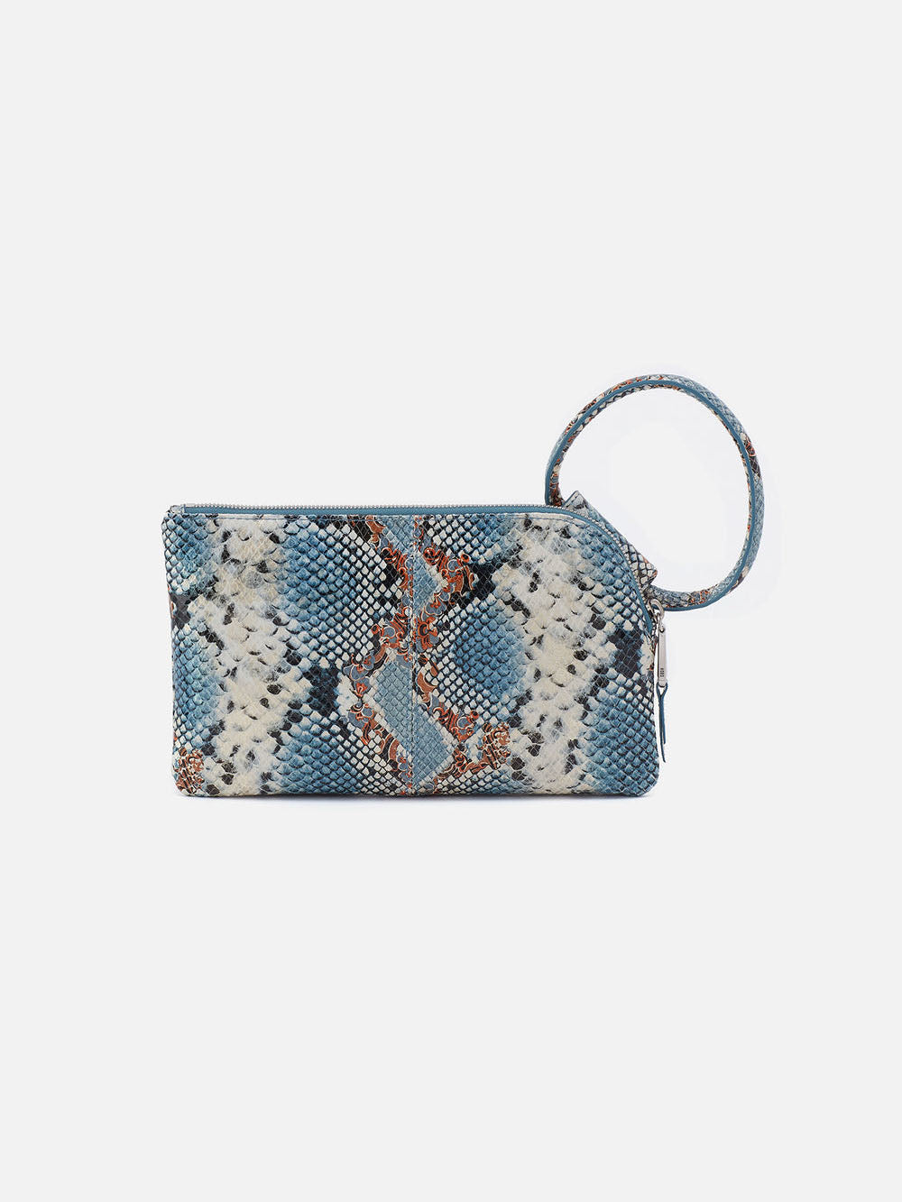 HOBO Sable Printed Leather Wristlet Blue Tempest