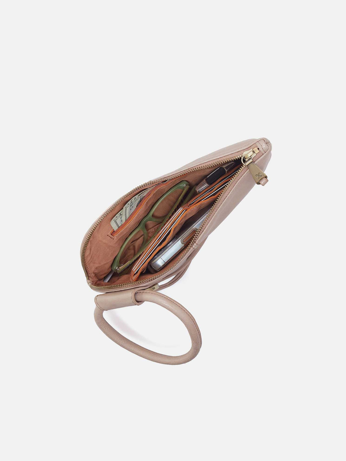 HOBO Sable Wristlet Stone Gloss Aniline Gloss Leather