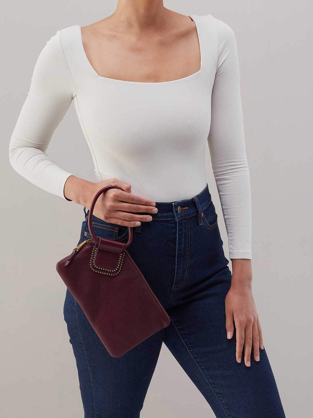 HOBO Sable Wristlet Mulberry Glaze Pebbled Leather