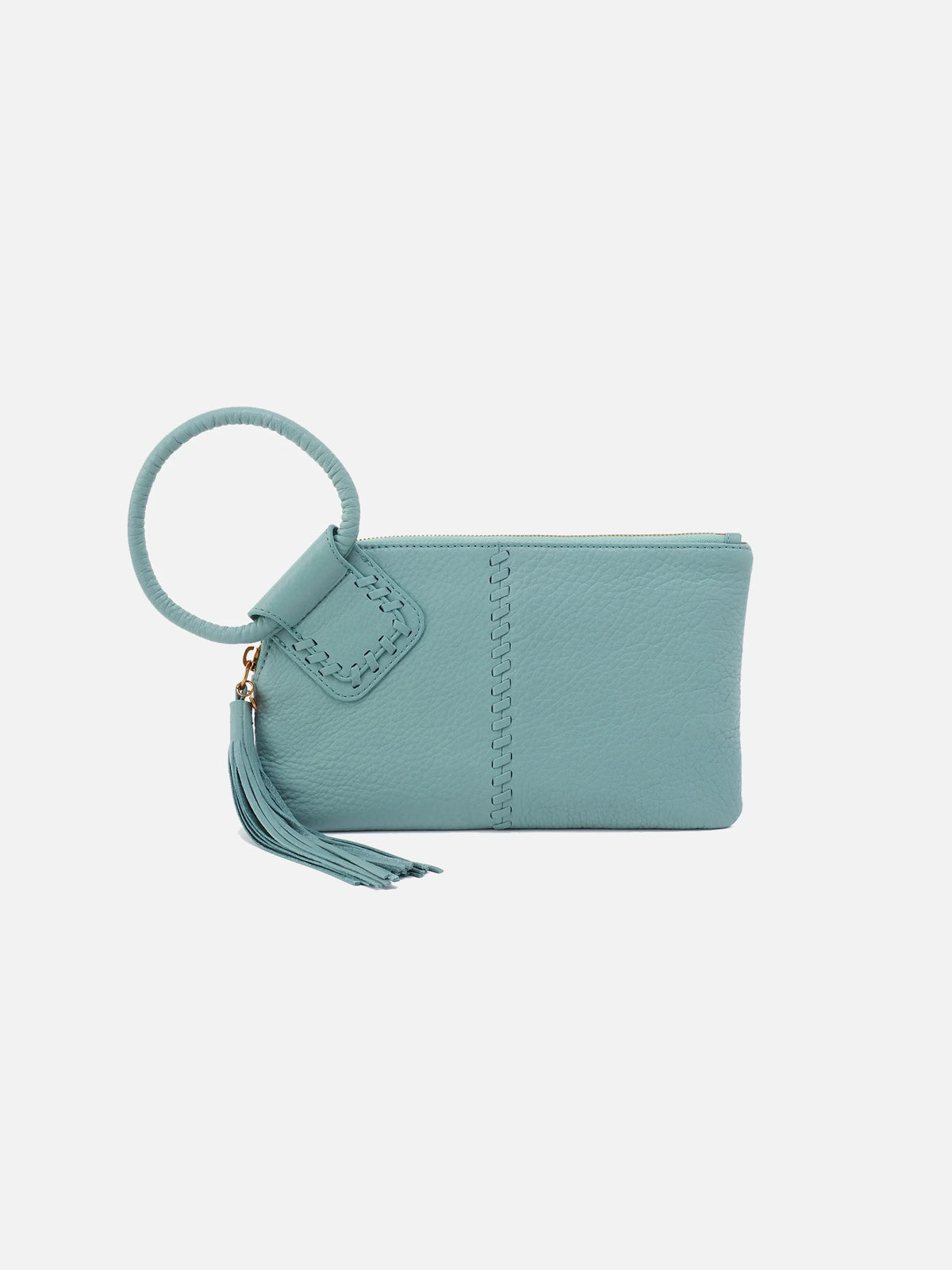 hobo sable wristlet in pale green pebbled leather