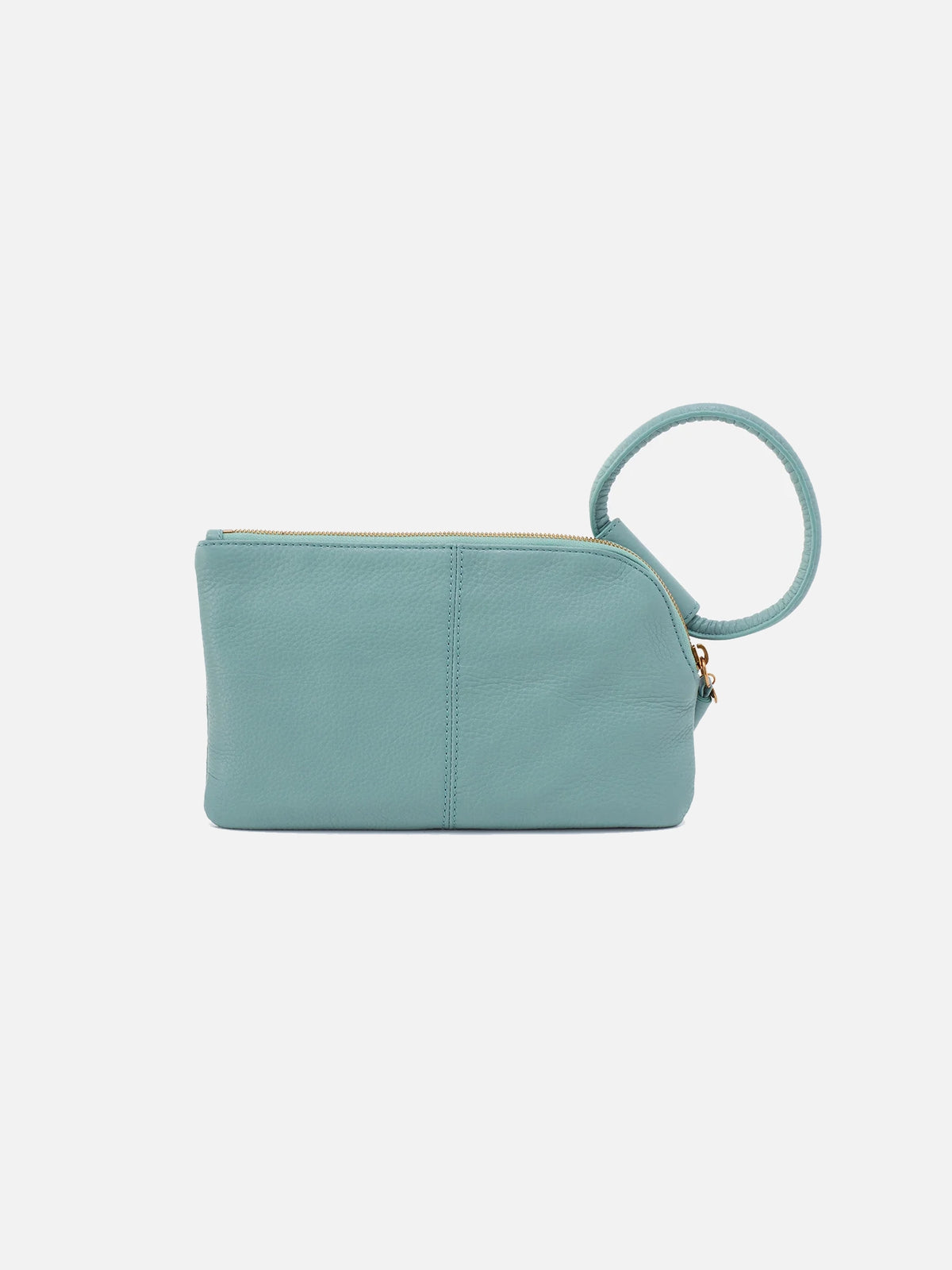 hobo sable wristlet in pale green pebbled leather