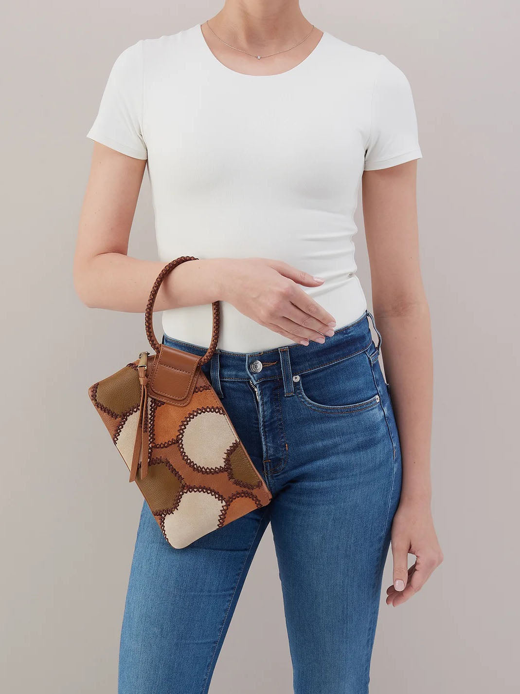 HOBO Sable Pebbled Leather Wristlet in Timber Brown