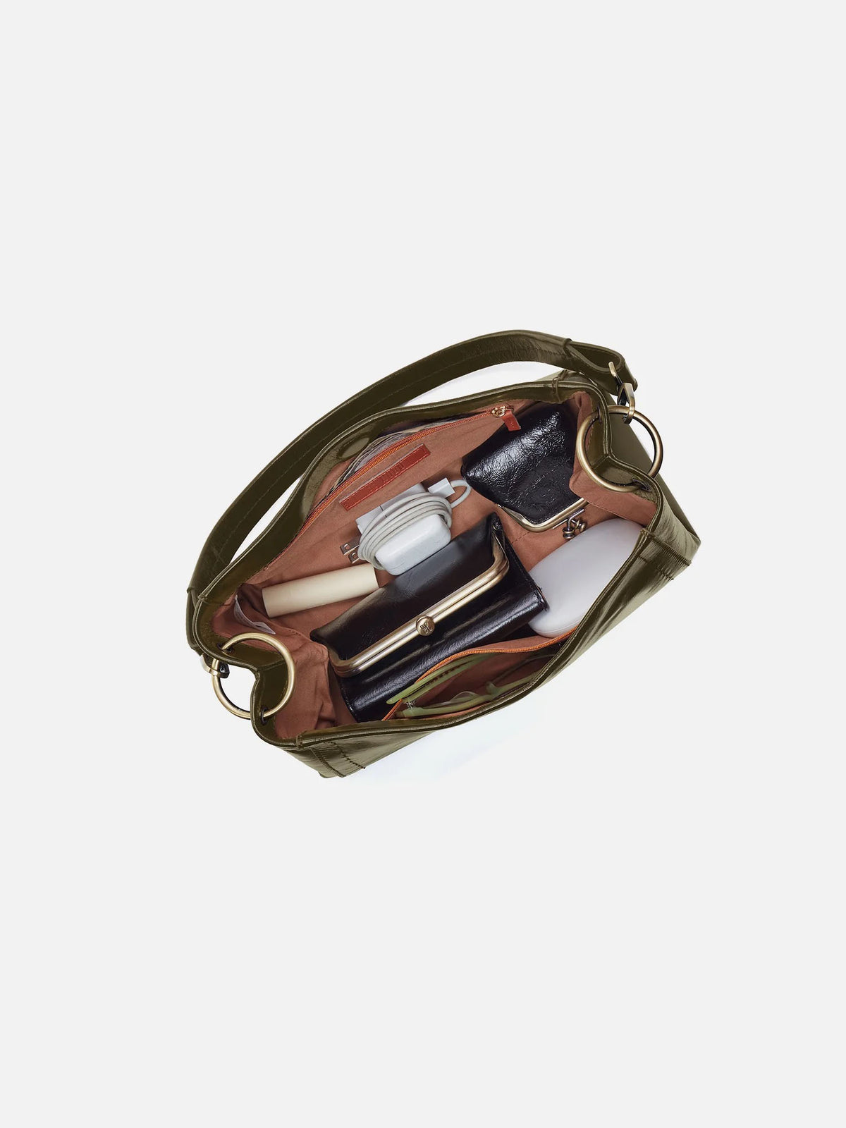 HOBO Seneca Polished Leather Shoulder Crossbody in Olive Veil